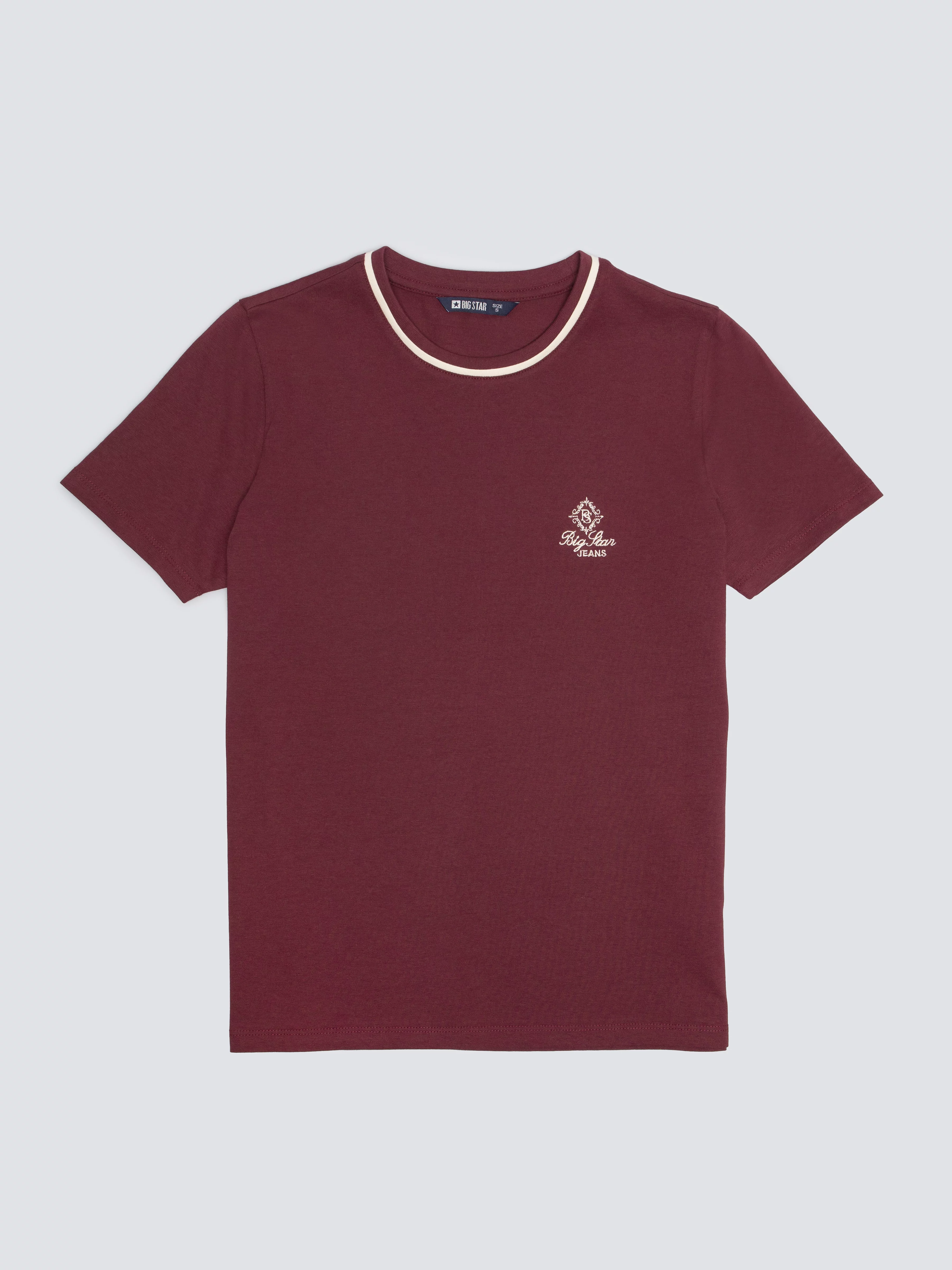 Koszulka damska z haftem na piersi bordowa Lemorse 604