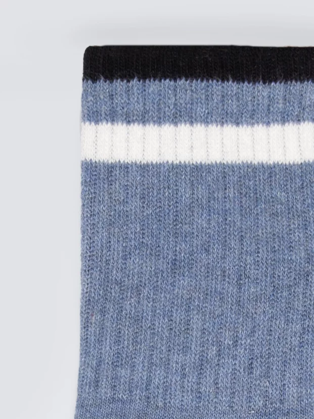 Skarpety męskie z paskami niebieskie Ribi 402