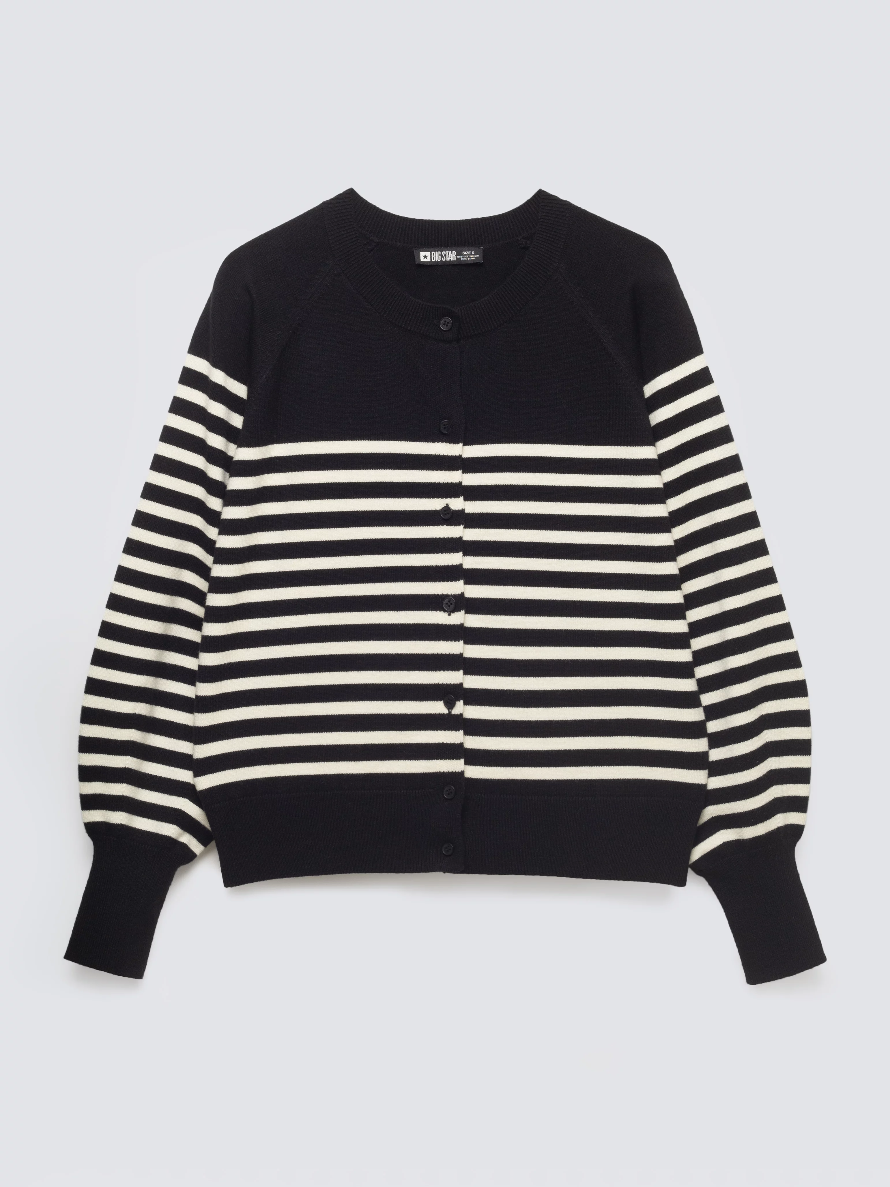 Kardigan damski w białe paski czarny Suzana 906