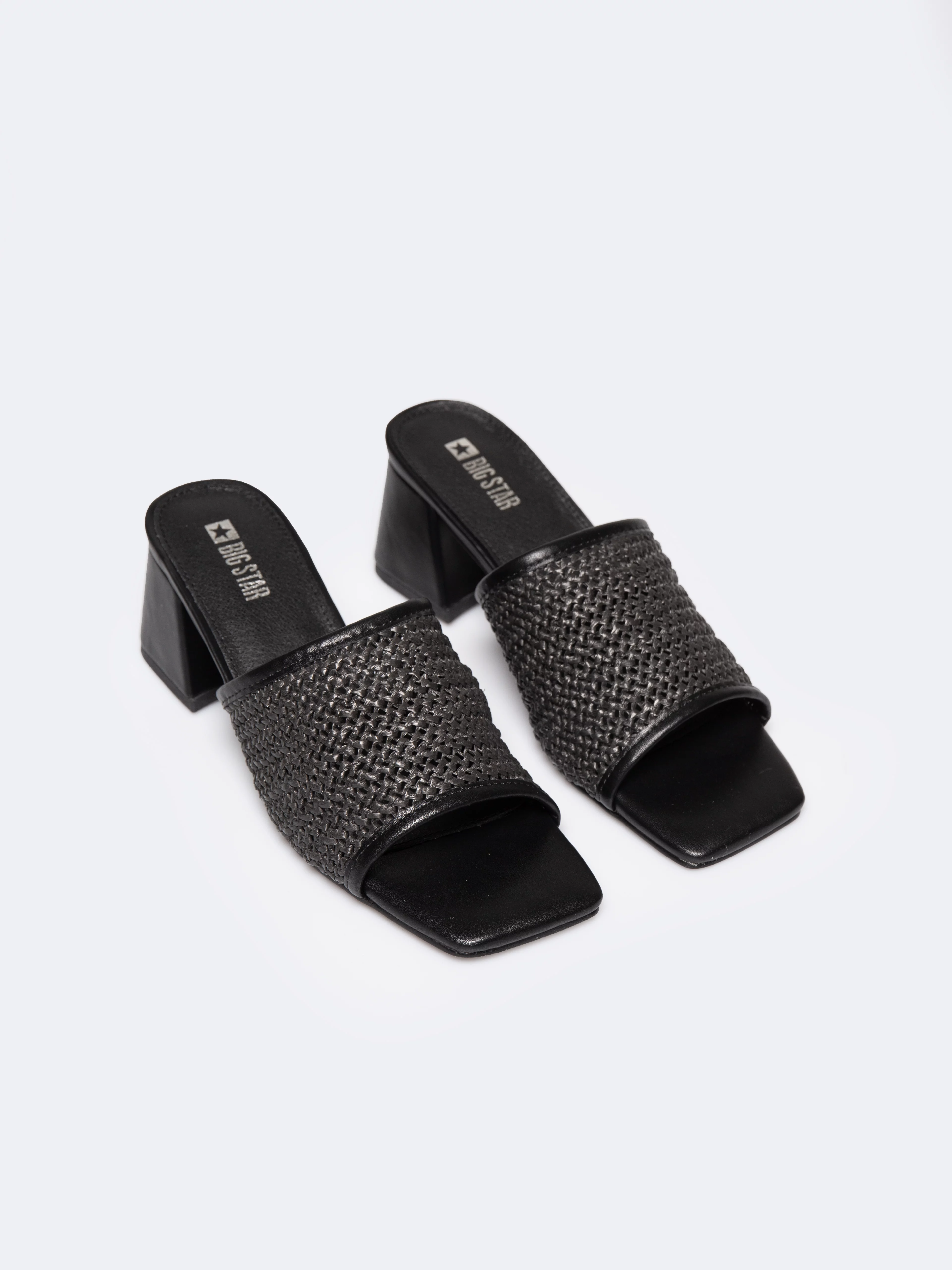 Klapki damskie eleganckie na obcasie czarne RR274147 906