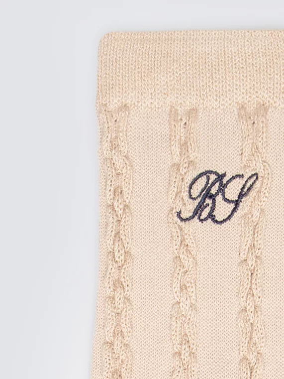 Skarpety damskie z wiskozą z warkoczowym splotem beżowe Brajda 801