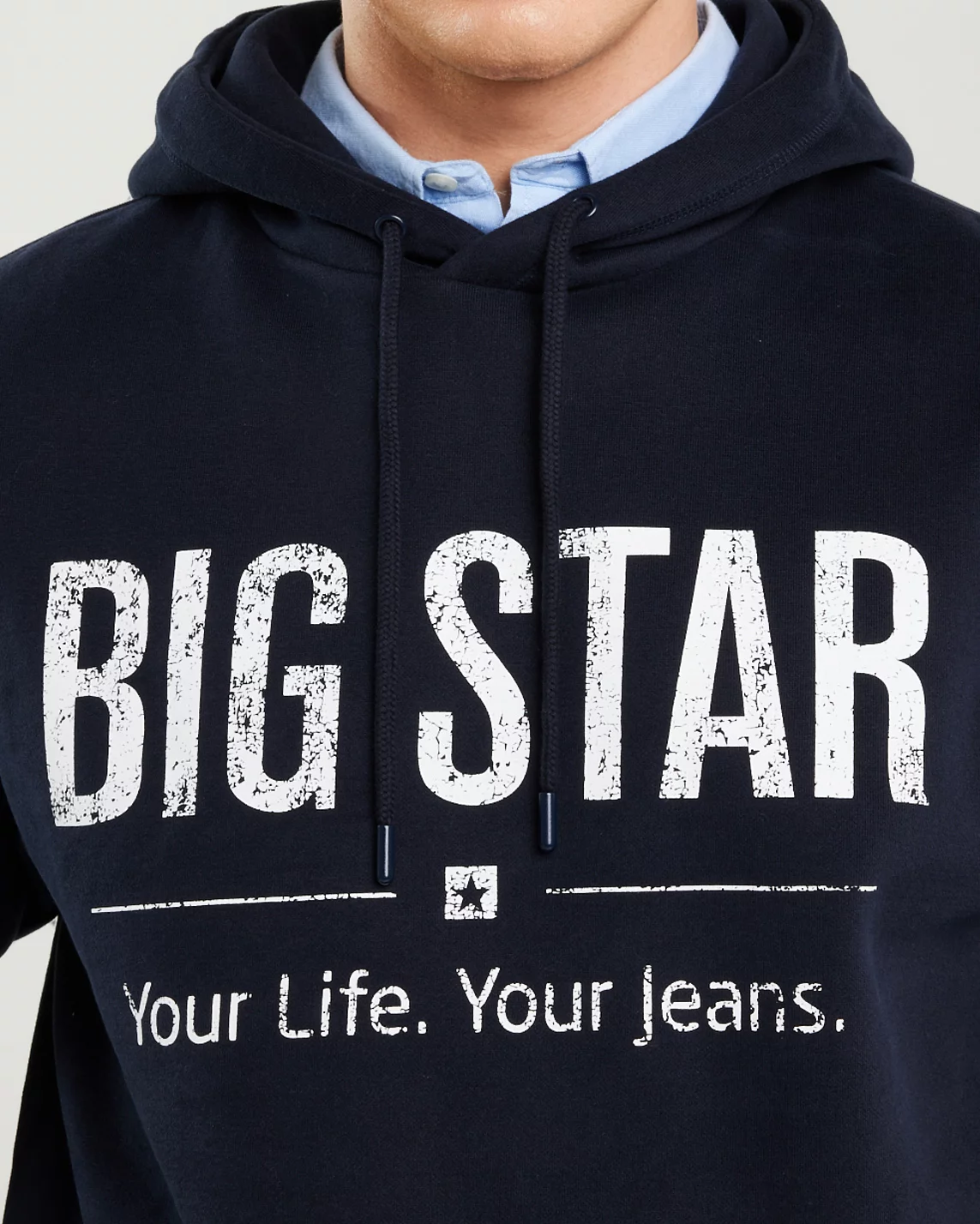 Bluza męska z kapturem z logo BIG STAR granatowa Ashlyno 403