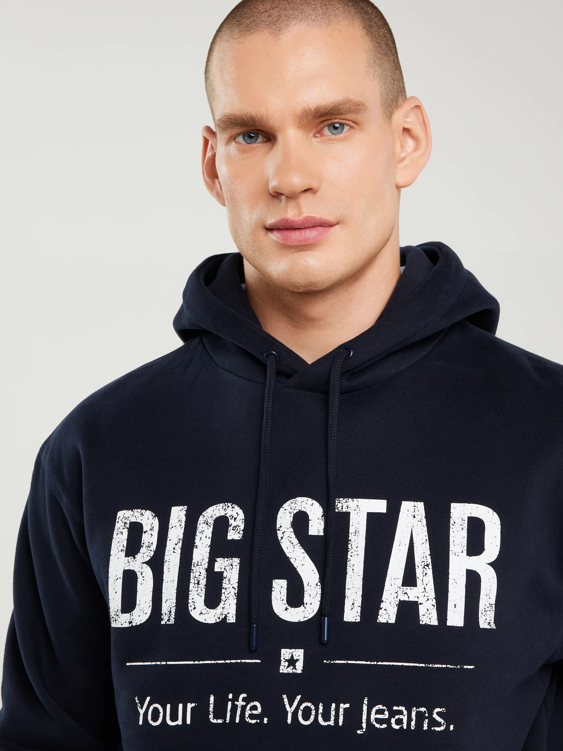 Bluza męska z kapturem z logo BIG STAR granatowa Ashlyno 403