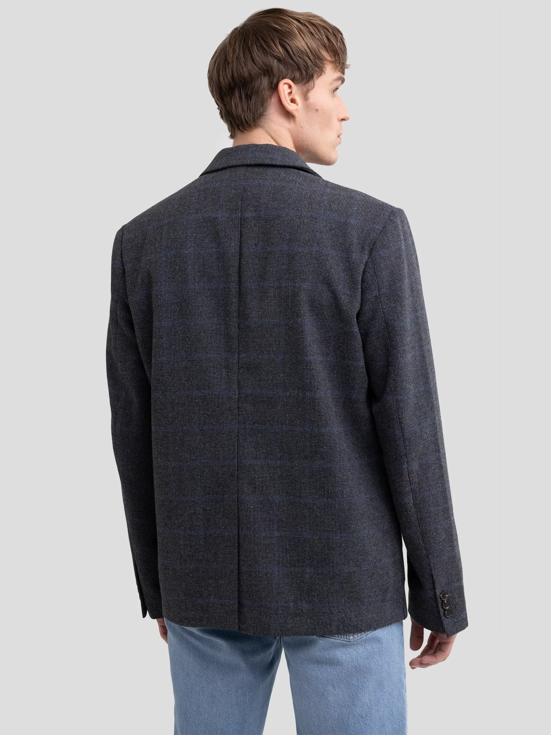 Marynarka męska w kratę z dodatkiem wełny szara Joseef 902