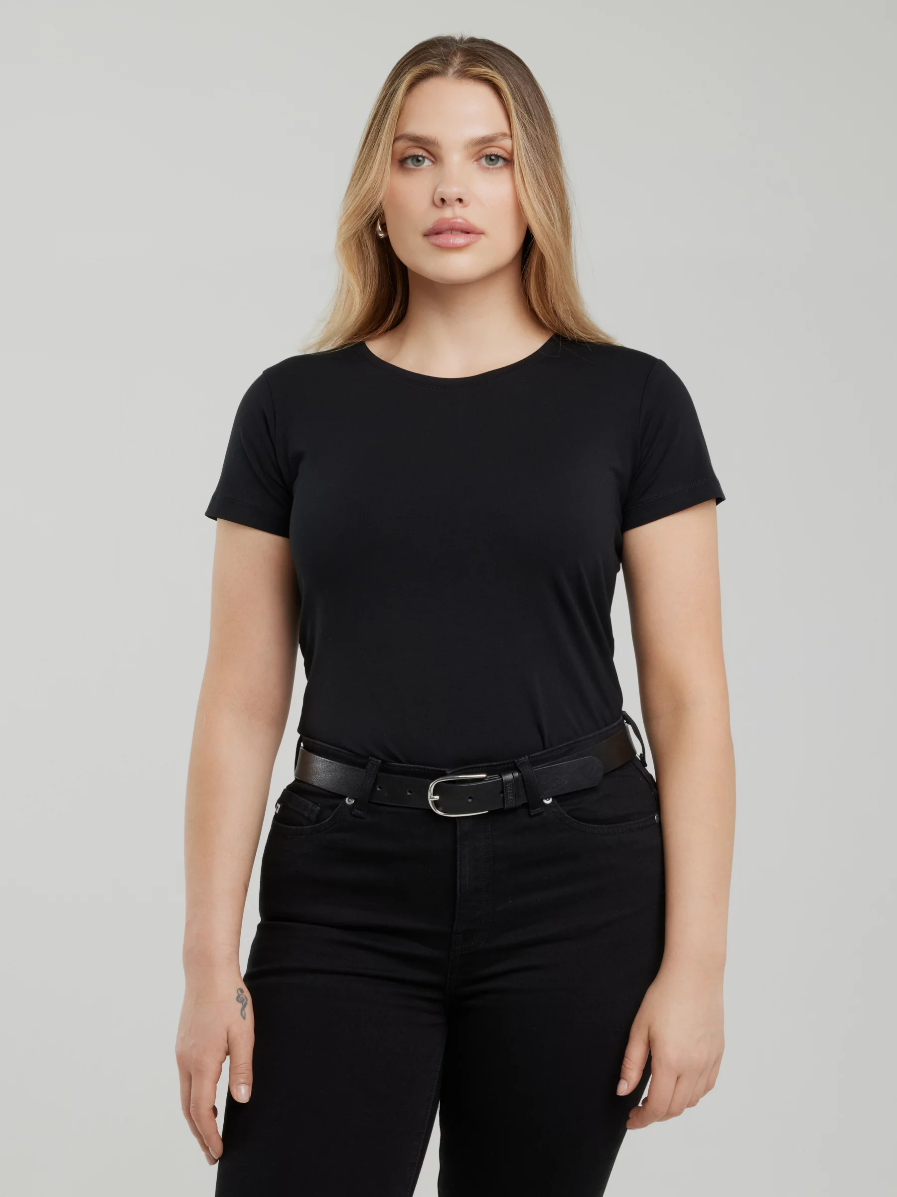 Koszulka damska z bawełny supima czarna Supiclassica 906