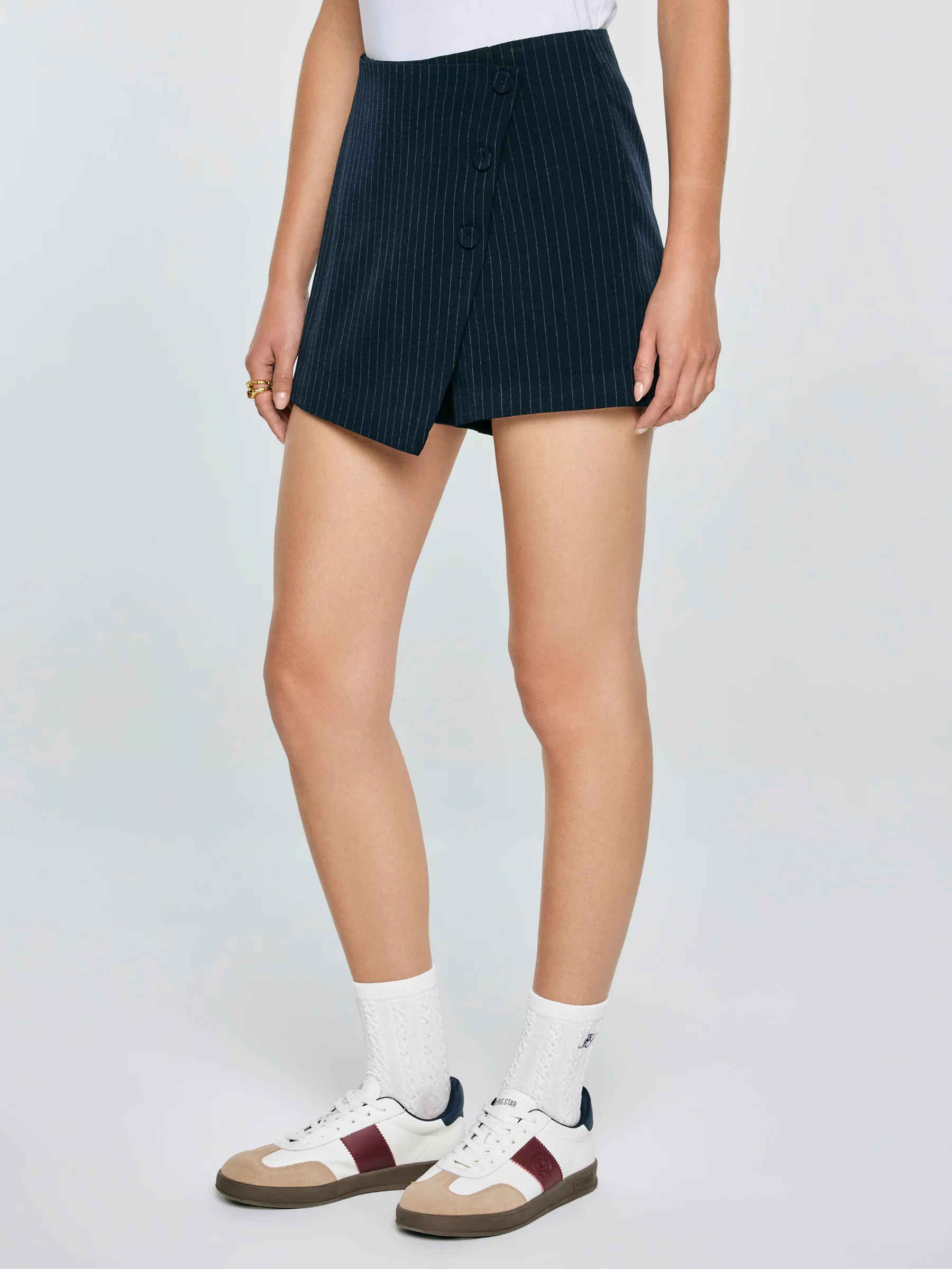 Spódnico-szorty damskie w prążek granatowe Elvi 403