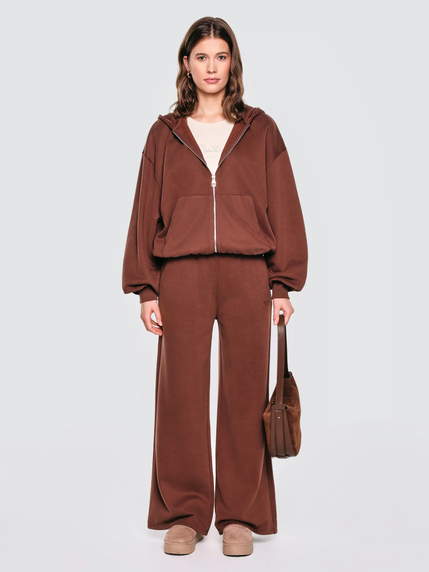 Bluza damska rozpinana z kapturem brązowa Marta 804