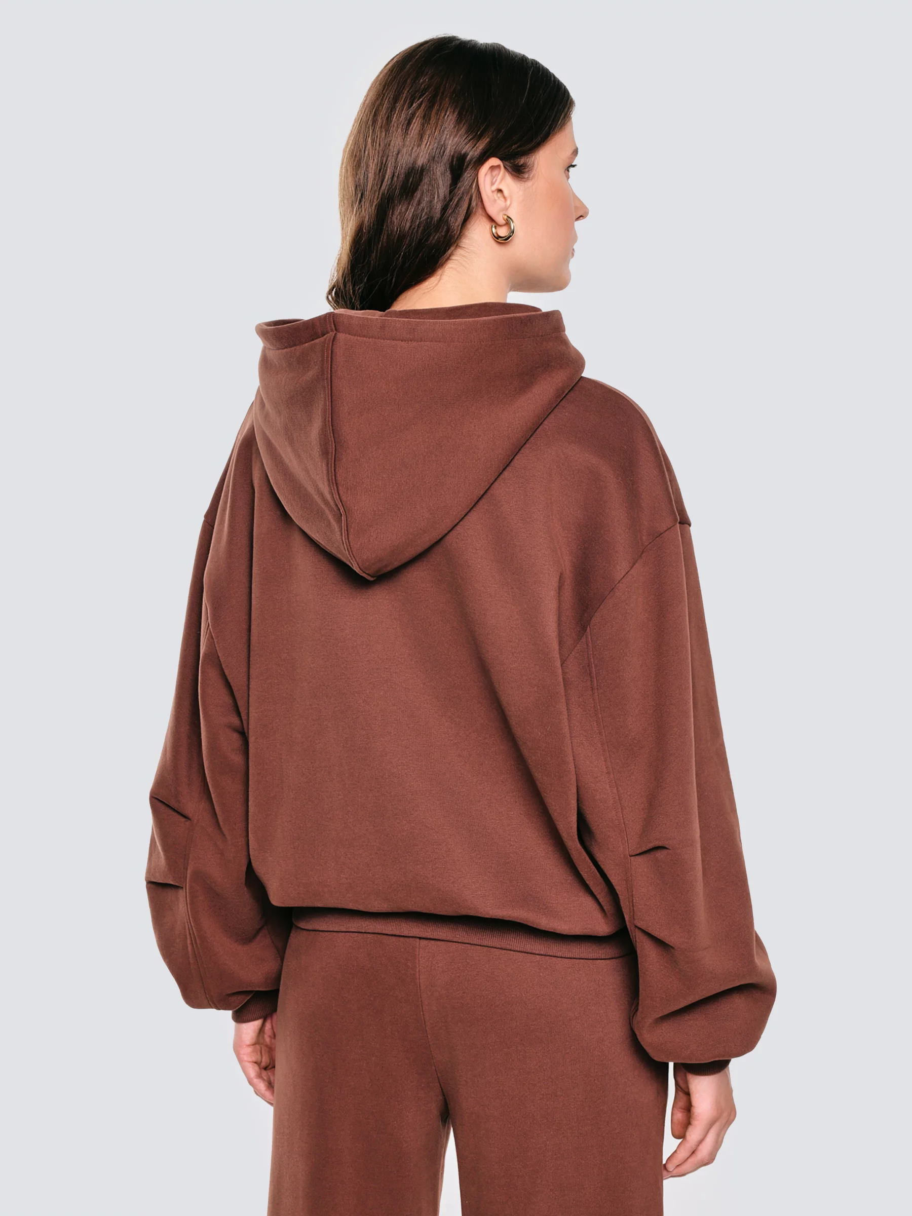 Bluza damska rozpinana z kapturem brązowa Marta 804