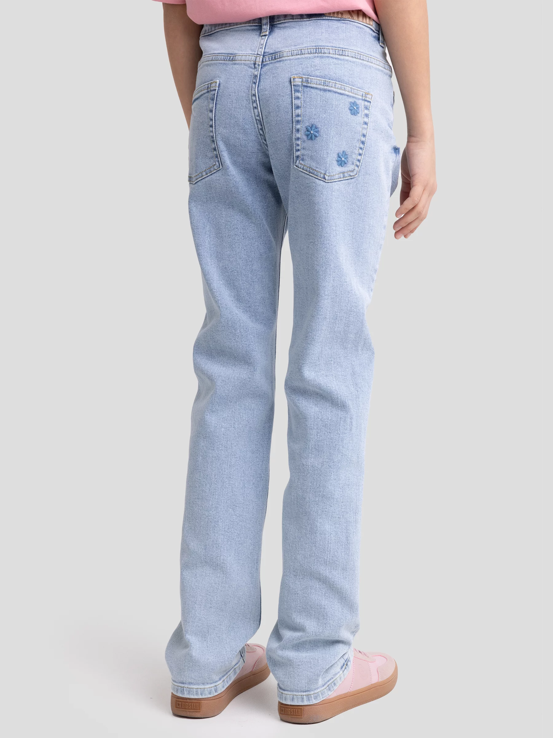 Jeansy dziewczęce z prostą nogawką jasnoniebieskie Lola 213