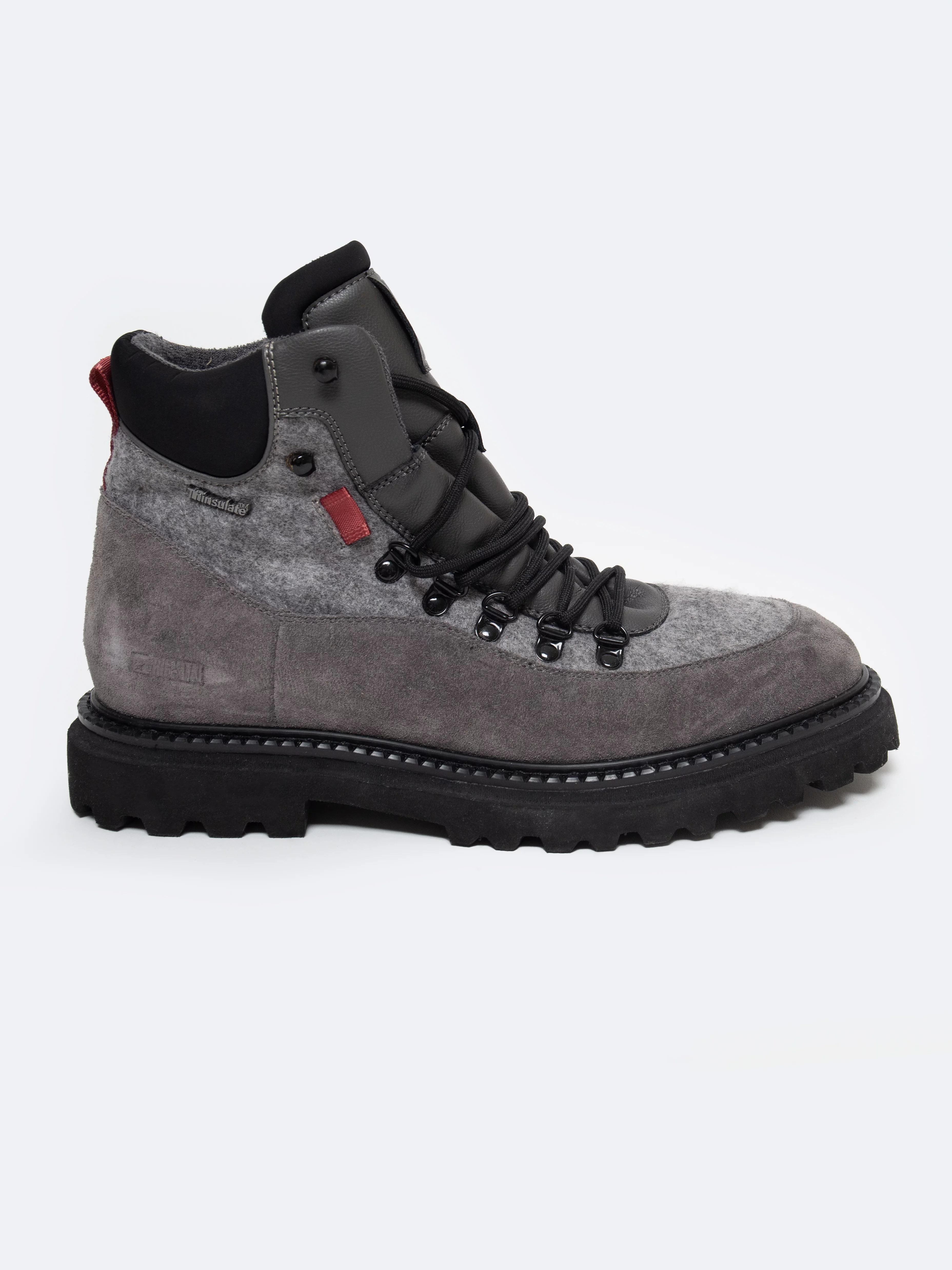 Trapery męskie ze skóry naturalnej szare OO174173 902