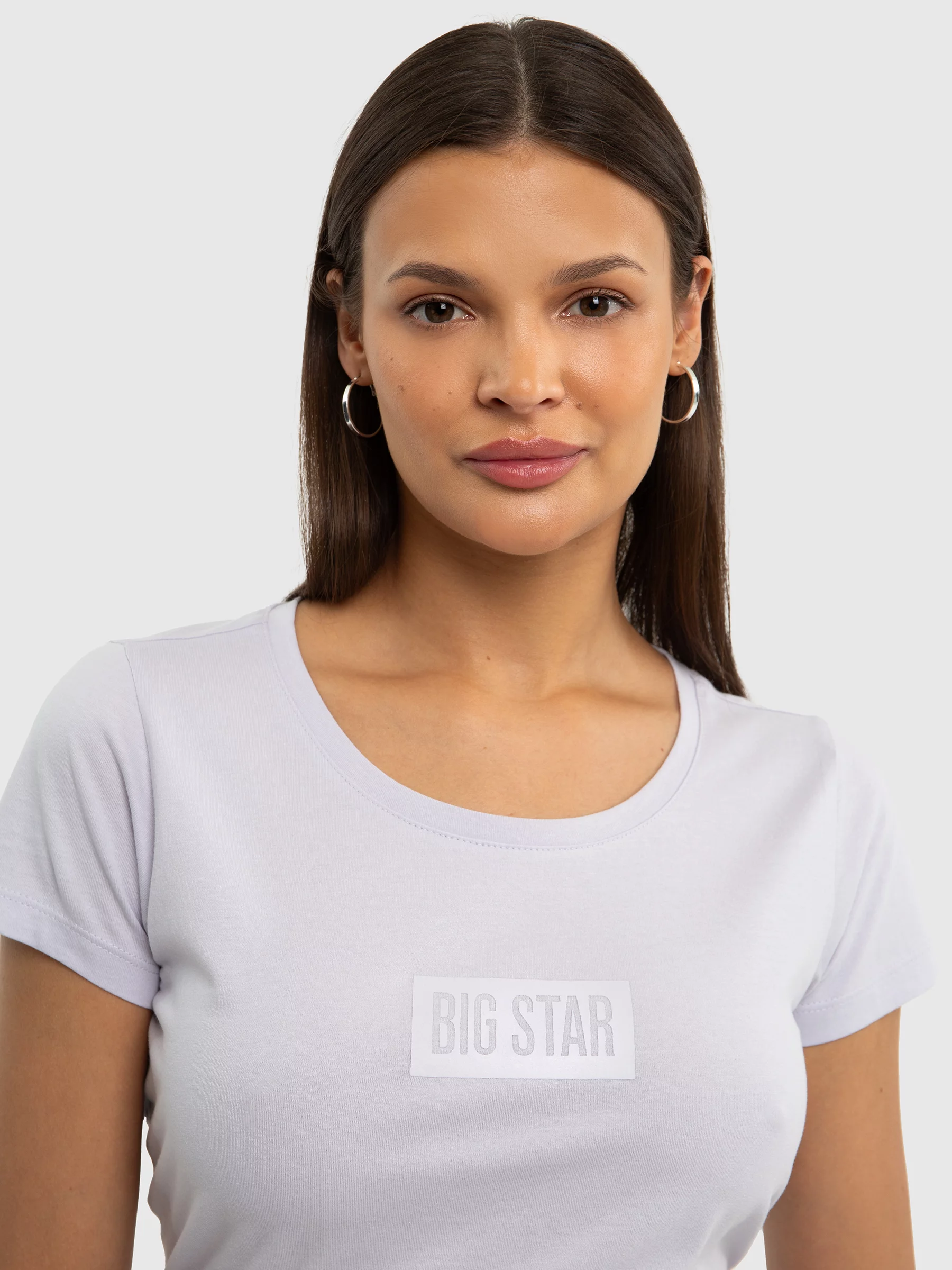 Koszulka damska z logo BIG STAR na piersi fioletowa Avalyntia 500