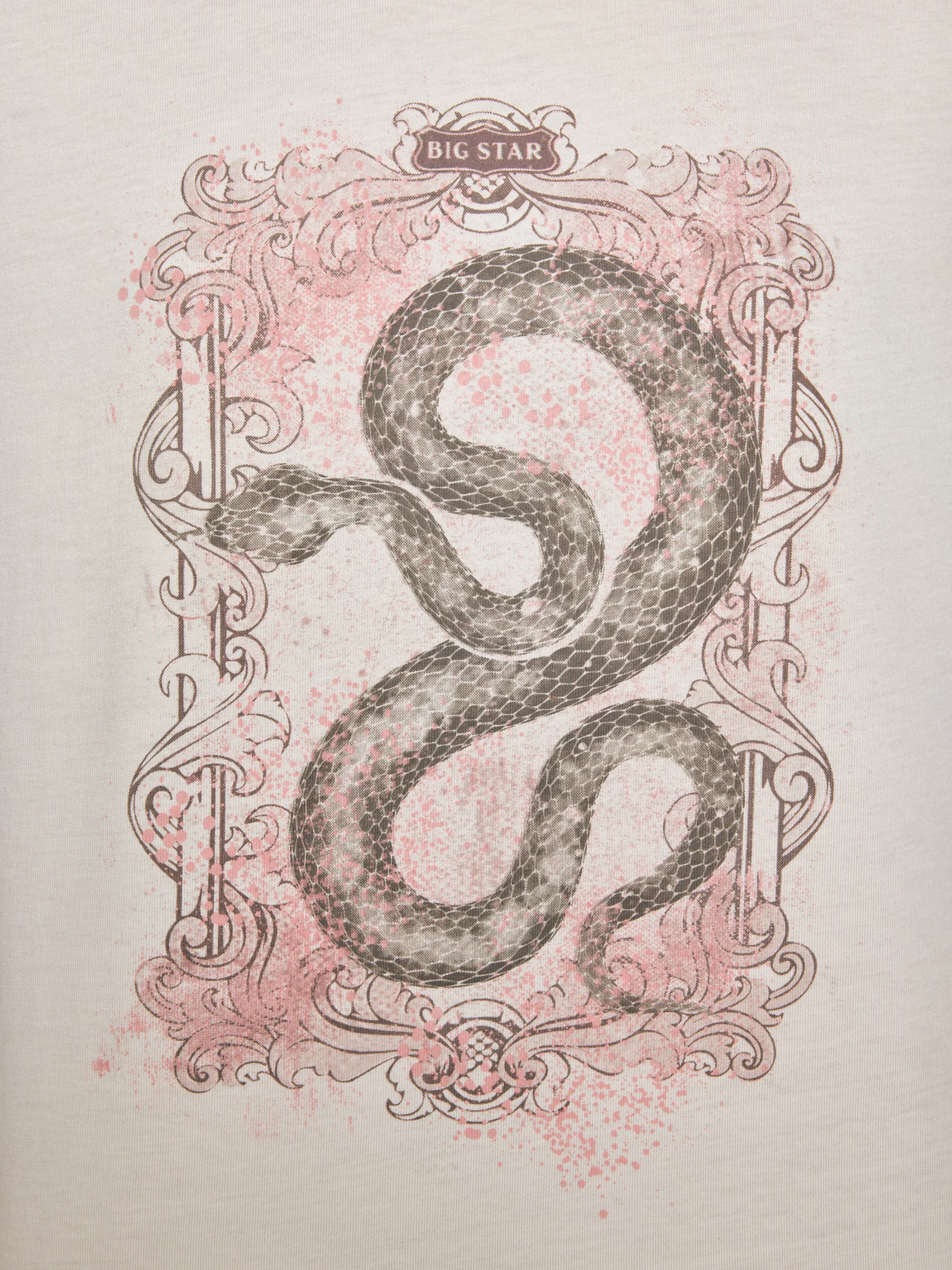 Koszulka damska z nadrukiem kremowa Rellsa 103