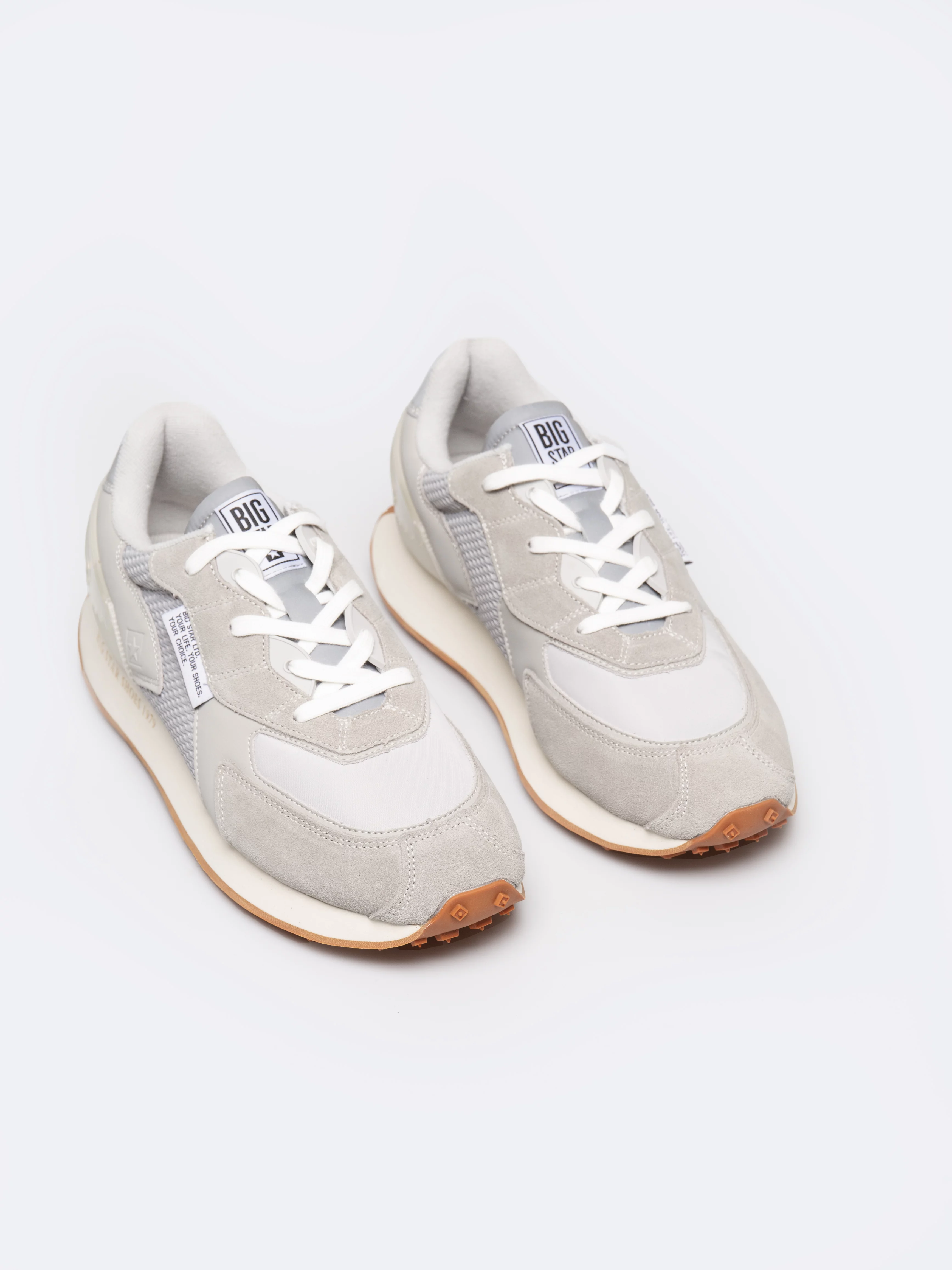 Sneakersy męskie ze skóry naturalnej szare RR174374 902