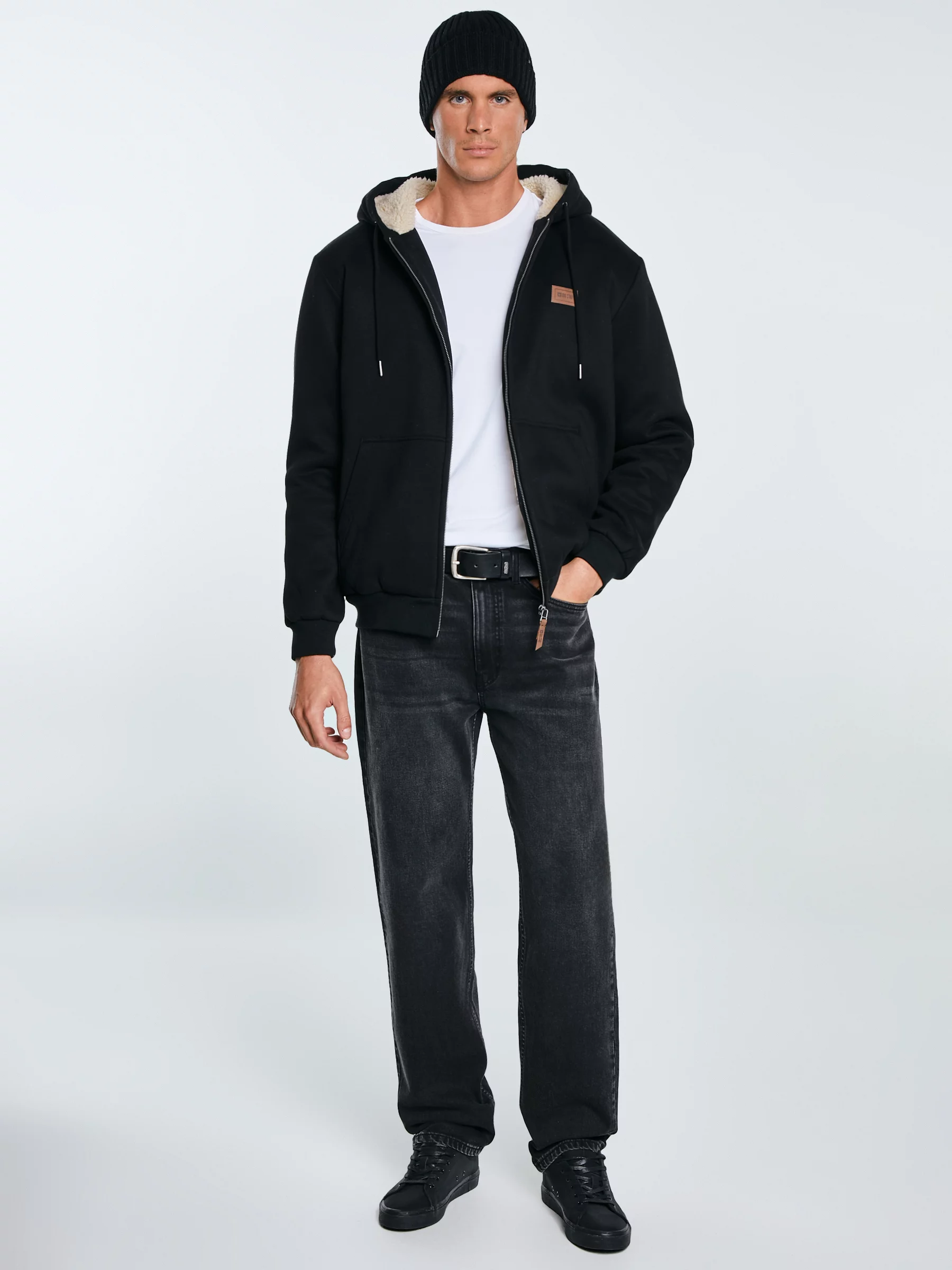 Bluza męska ocieplana barankiem czarna Milar 906