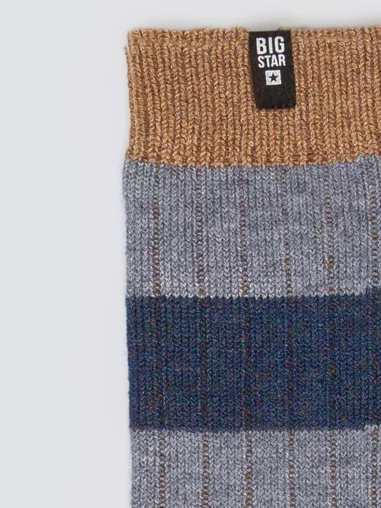 Skarpety męskie prążkowane w pasy granatowe Rajser 403