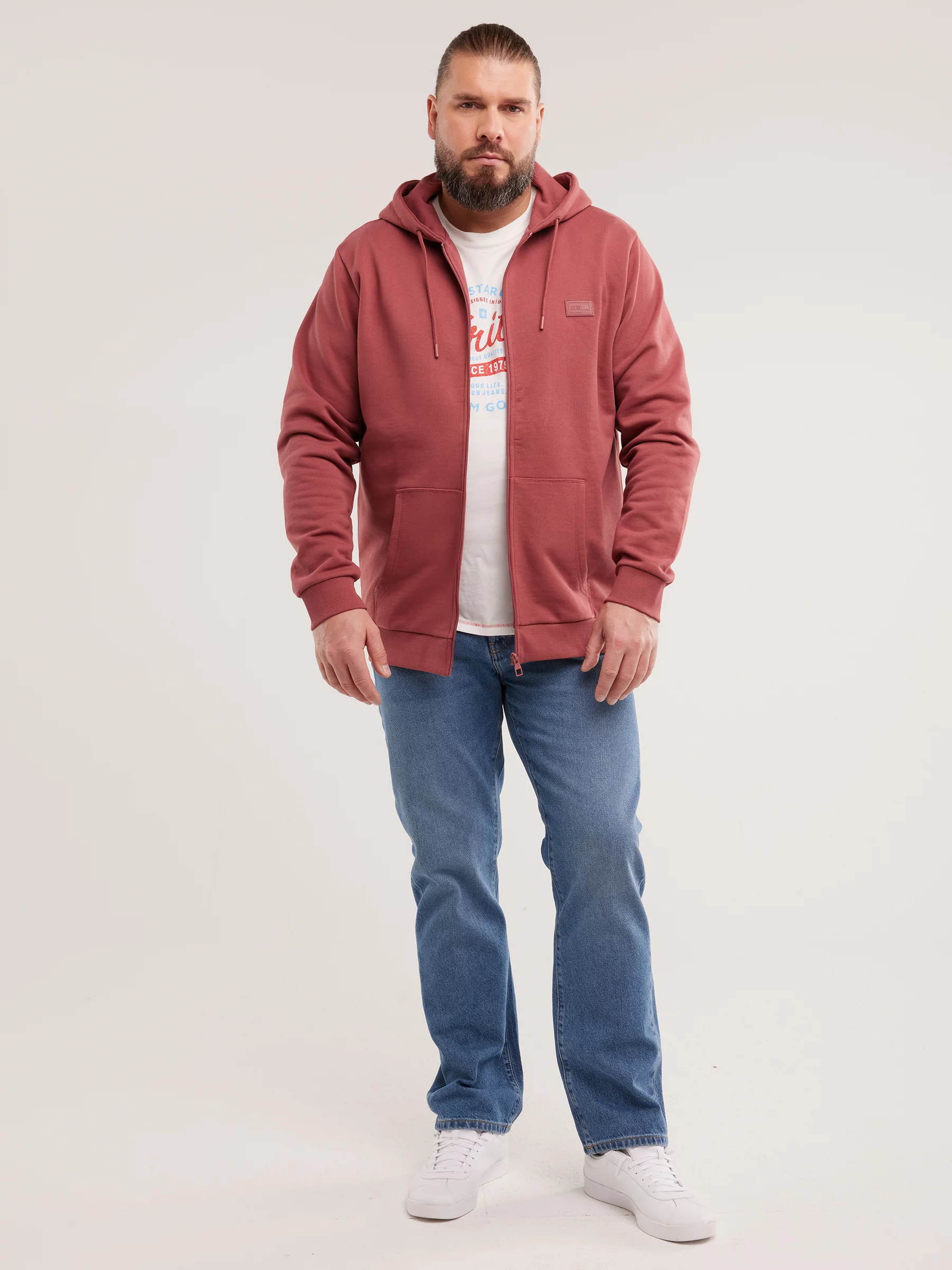 Bluza męska rozpinana z kapturem ciemnoróżowa Artish 602