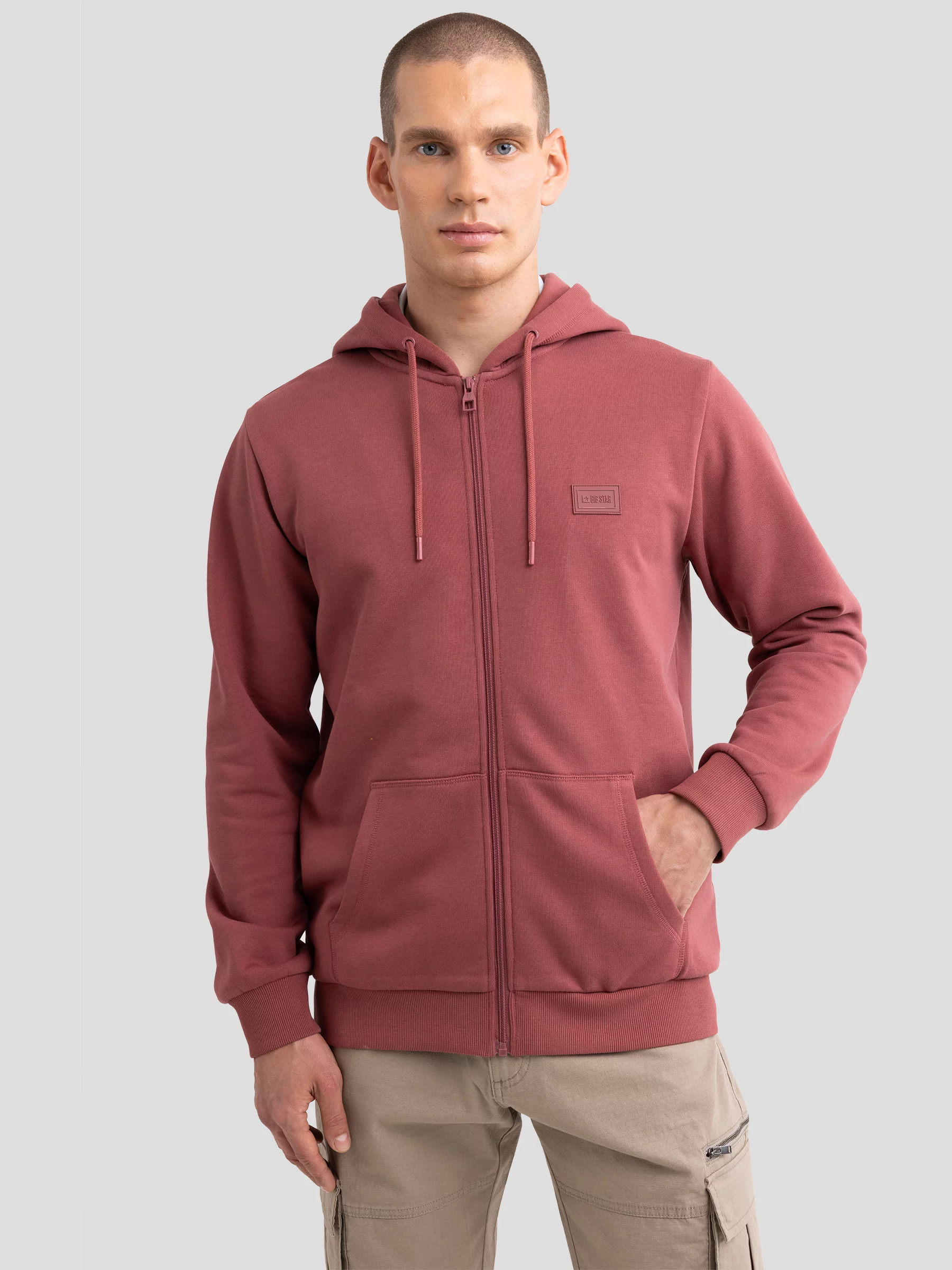 Bluza męska rozpinana z kapturem ciemnoróżowa Artish 602