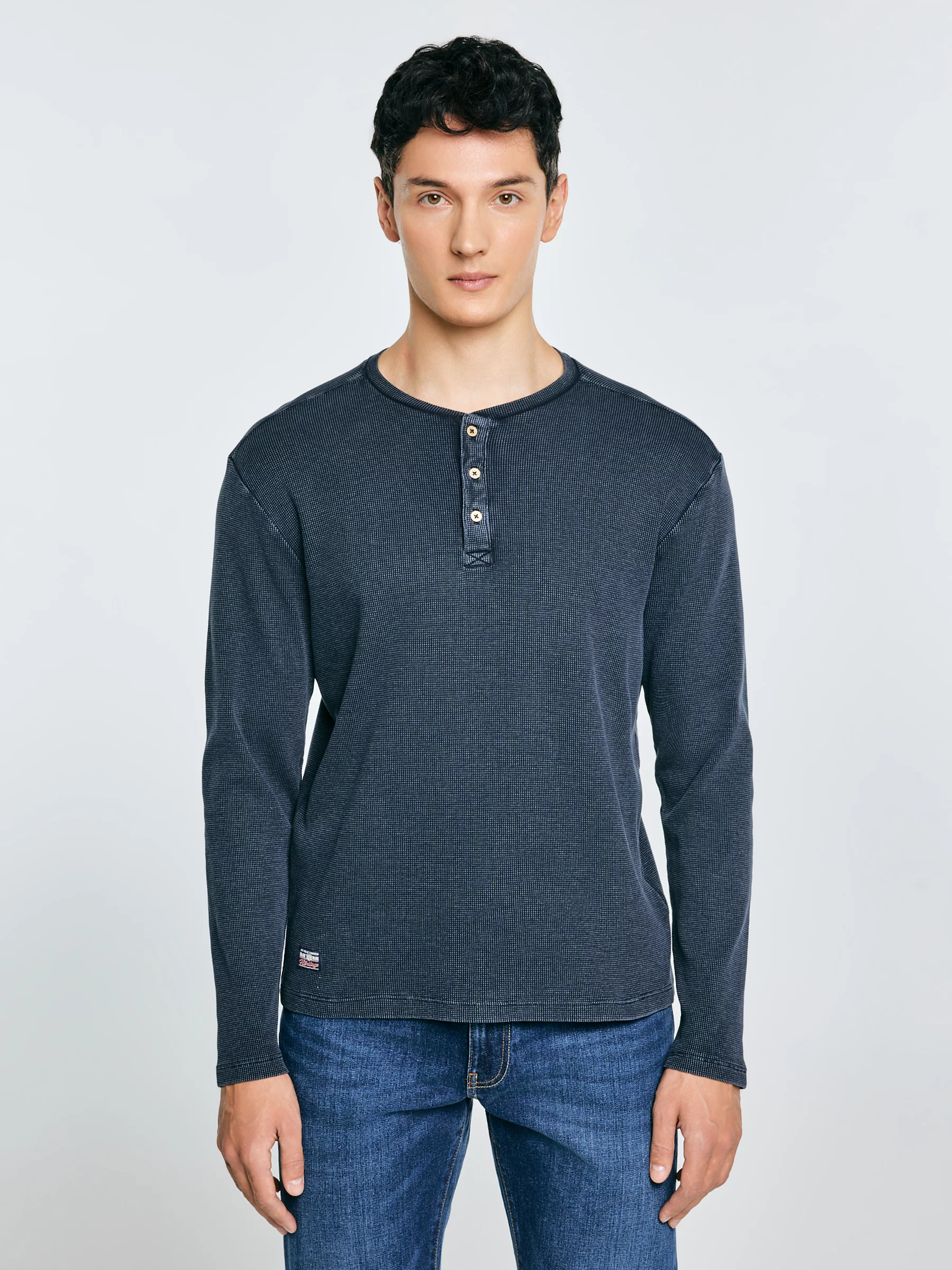 Bluzka męska z długim rękawem granatowa Merrts 403