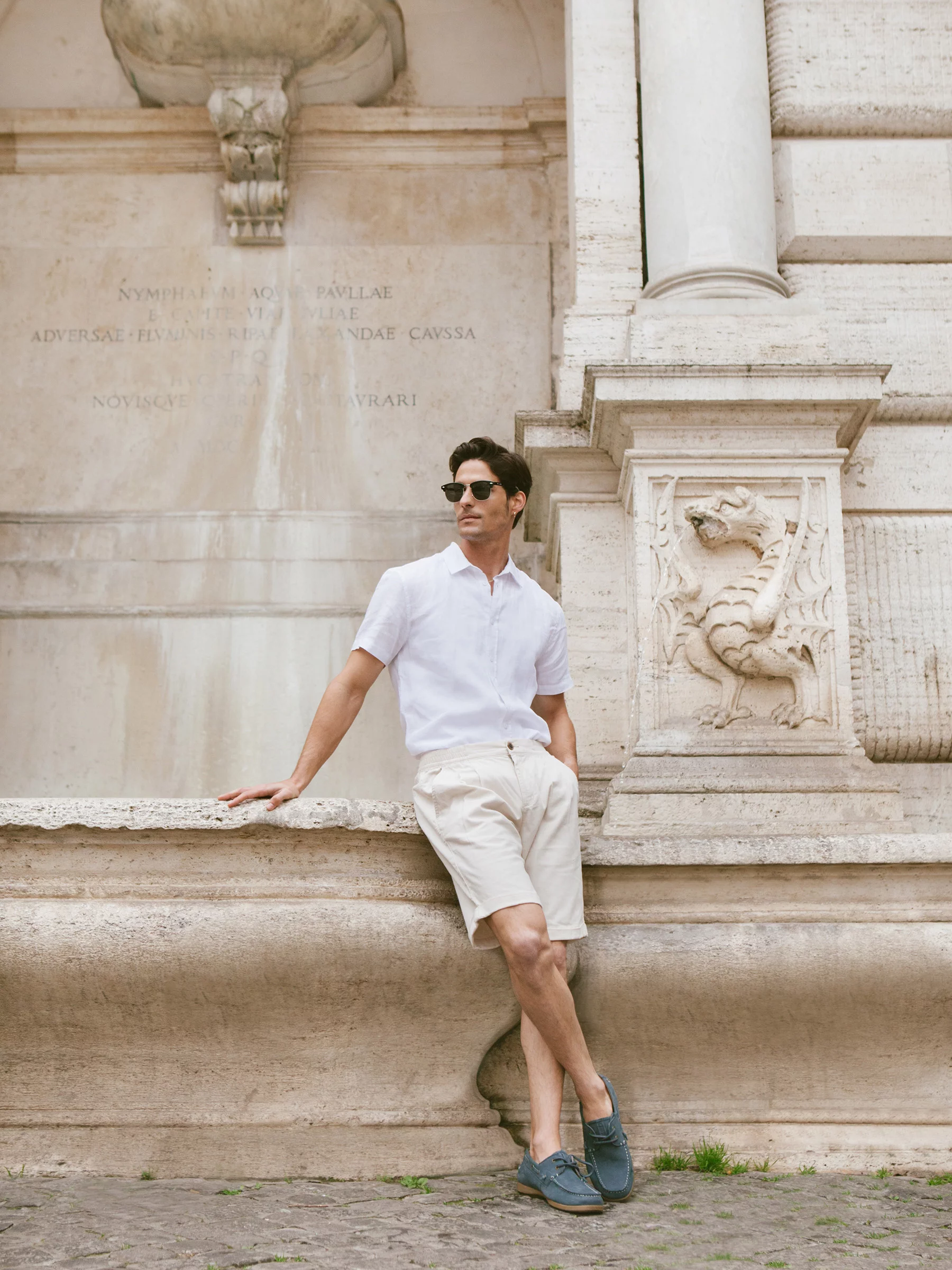 Szorty męskie lniane kremowe Linesi 103