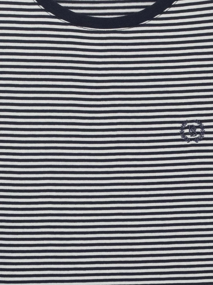 Koszulka damska w paski z haftem granatowa Zenaisa 403