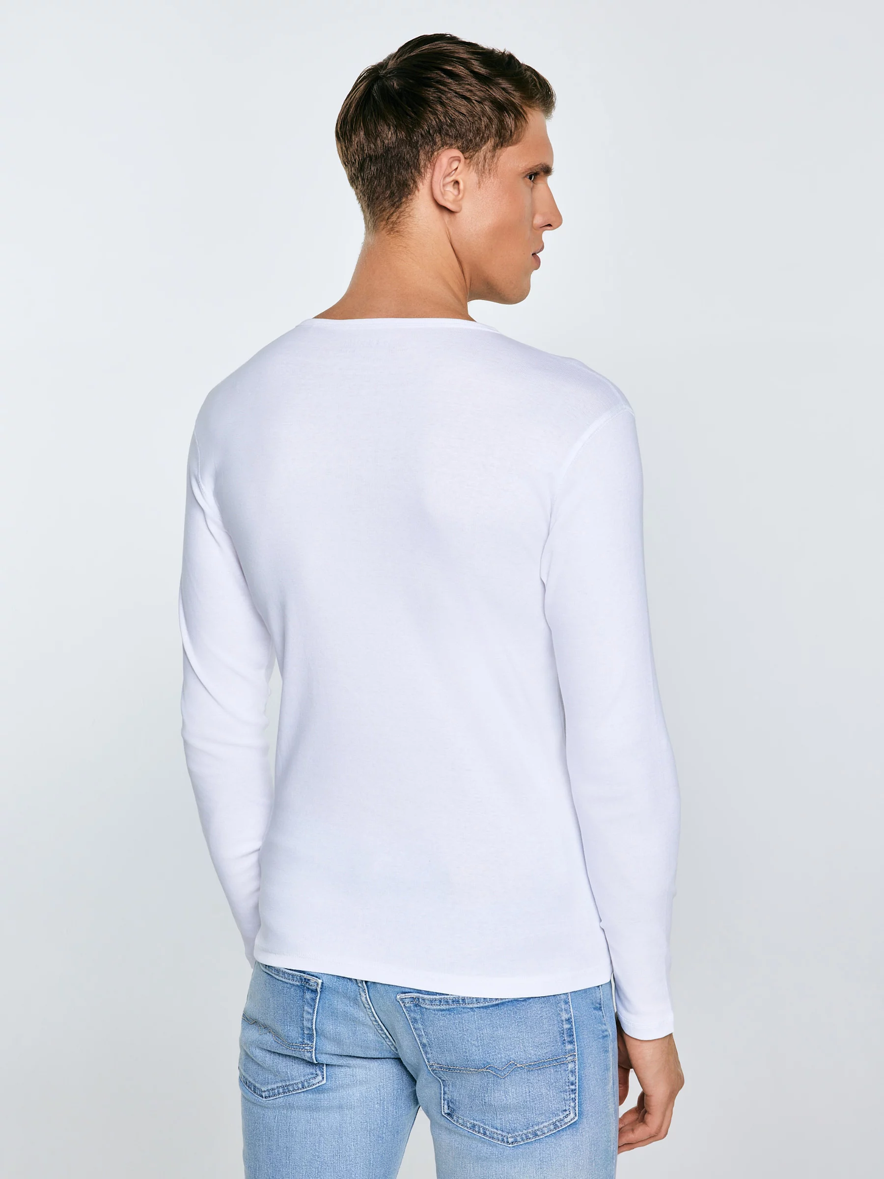 Koszulka męska z długim rękawem biała Classical 101