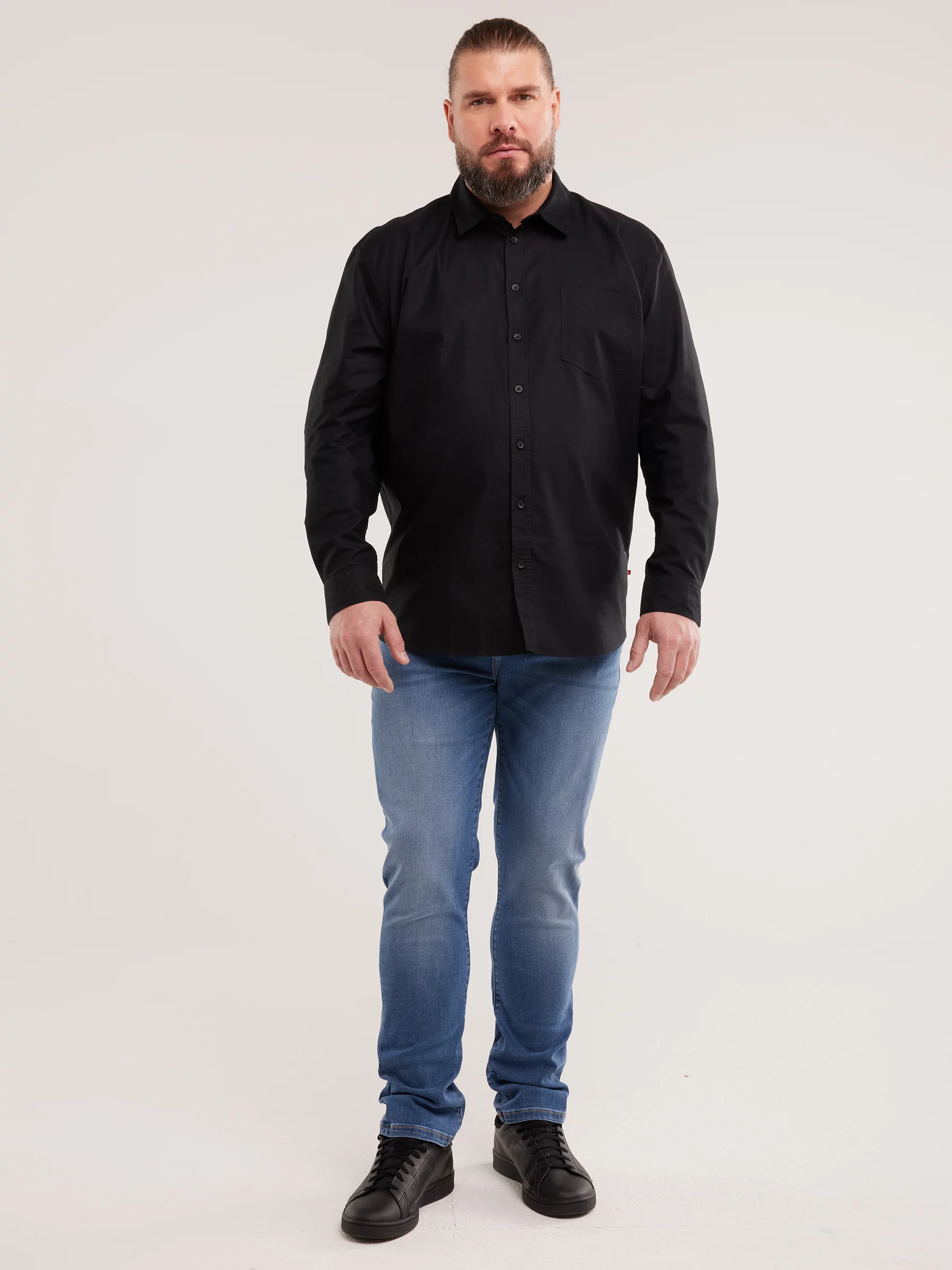 Koszula męska z tkaniny typu oxford czarna Trixi 906