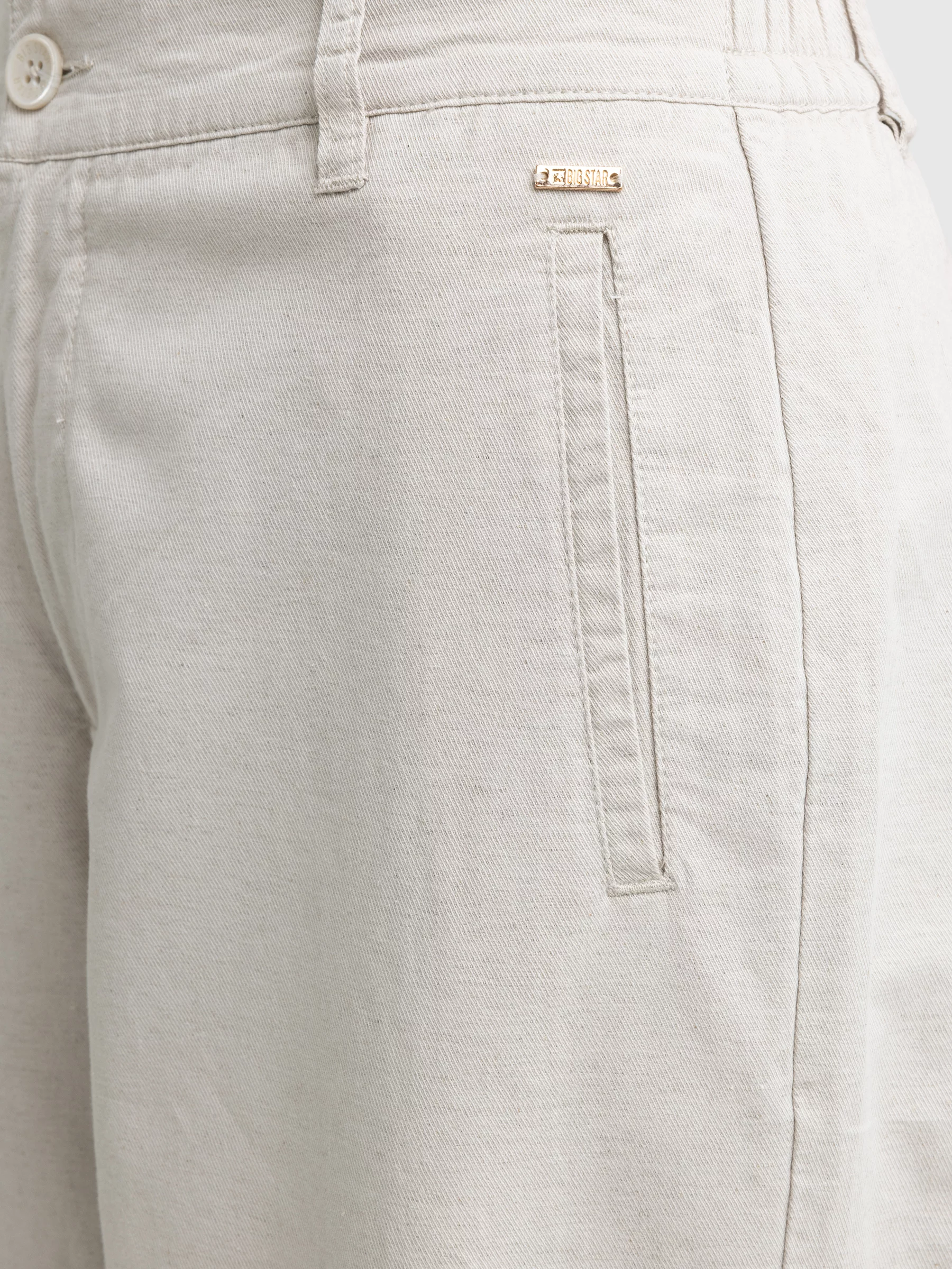 Spodnie damskie wide z dodatkiem lnu beżowe Maryliana 800