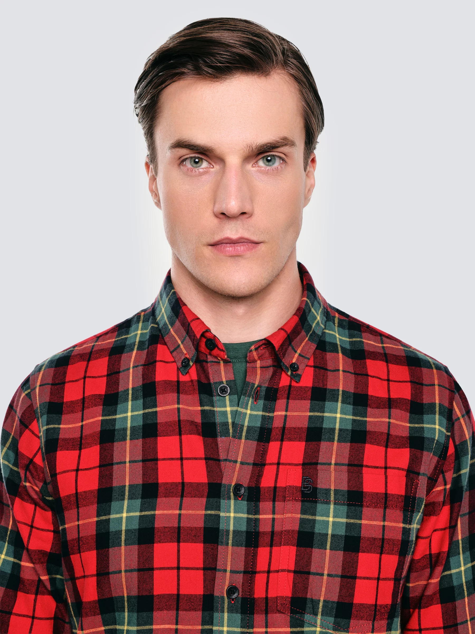 Koszula męska w kratę czerwona Sensitewo 603