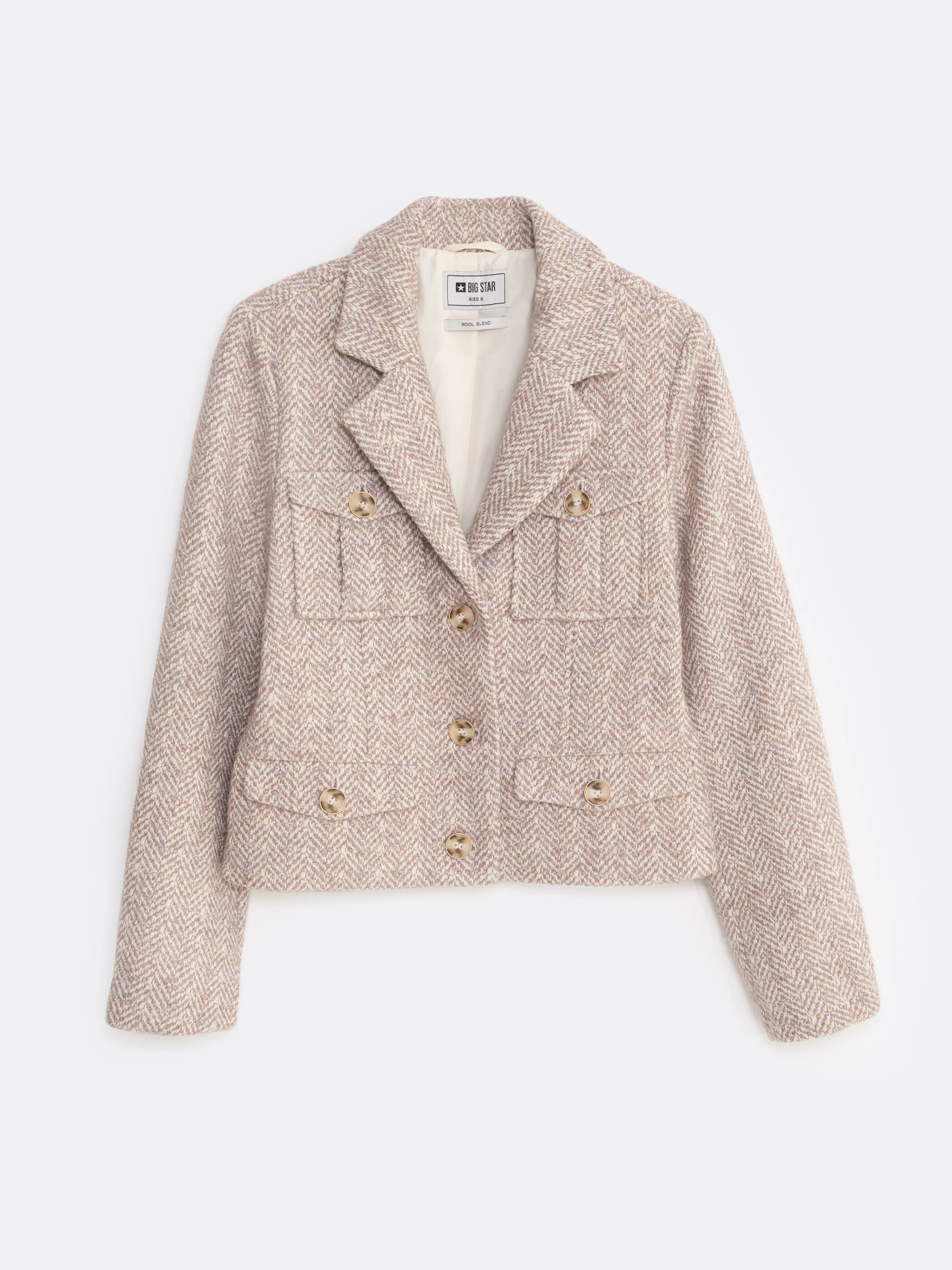 Kurtka damska z dodatkiem wełny różowa Merta 000