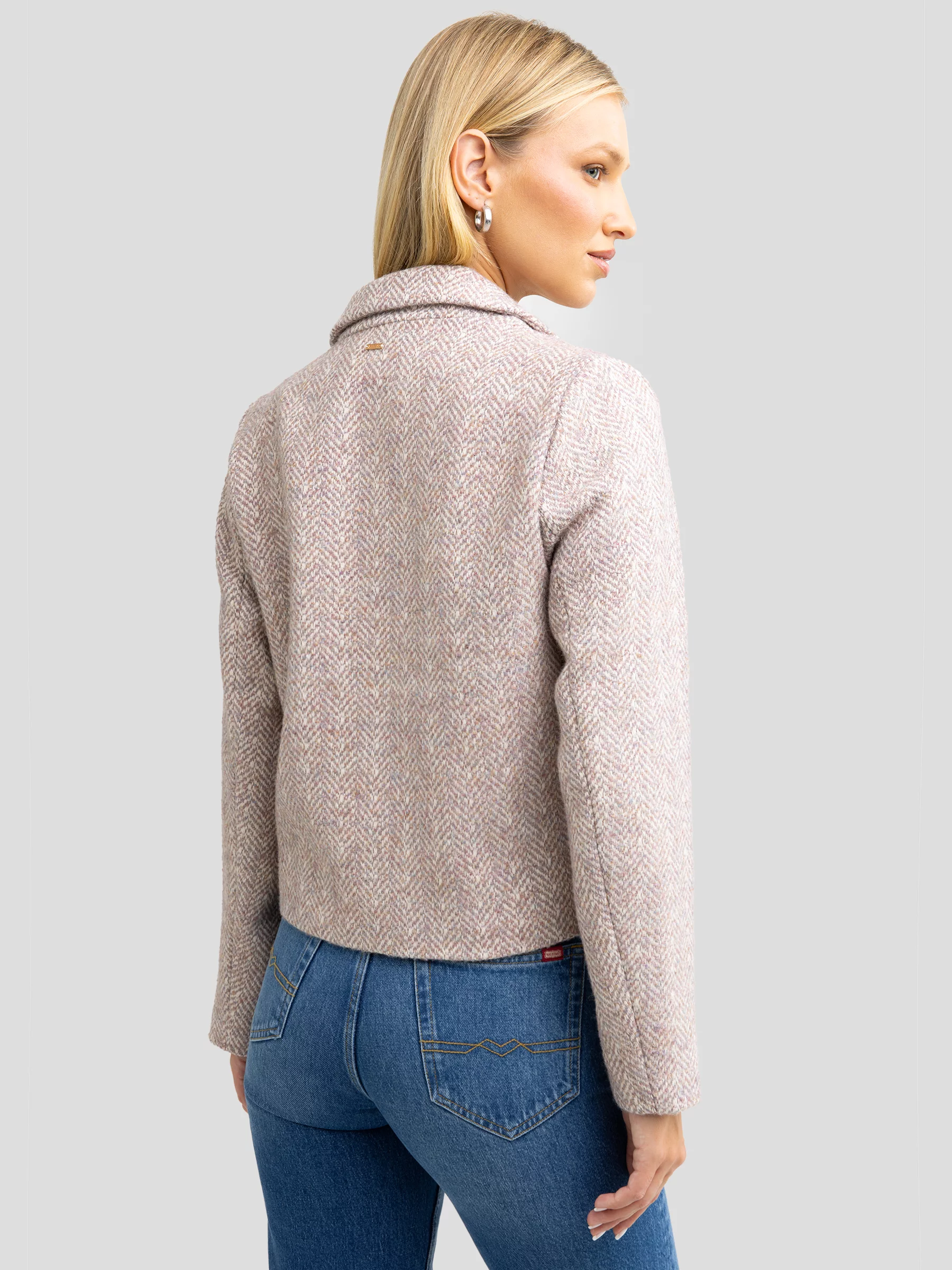 Kurtka damska z dodatkiem wełny różowa Merta 000