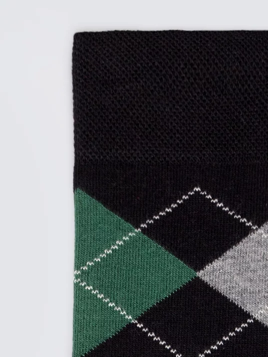 Skarpety męskie długie w romby czarne Stefanos 906