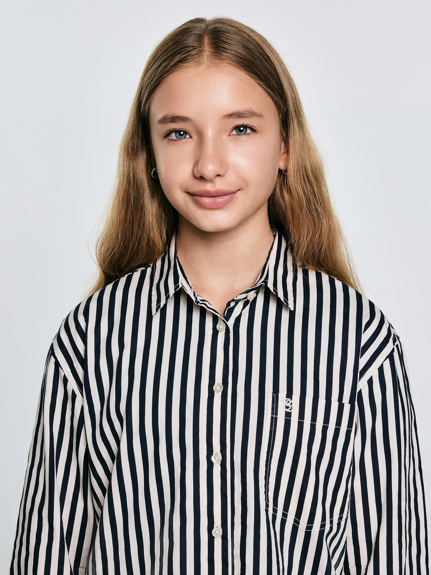 Koszula dziewczęca w paski biało-granatowe Benti 403