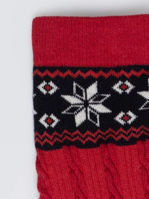 Skarpety damskie długie z ozdobnym splotem czerwone Bianca 603