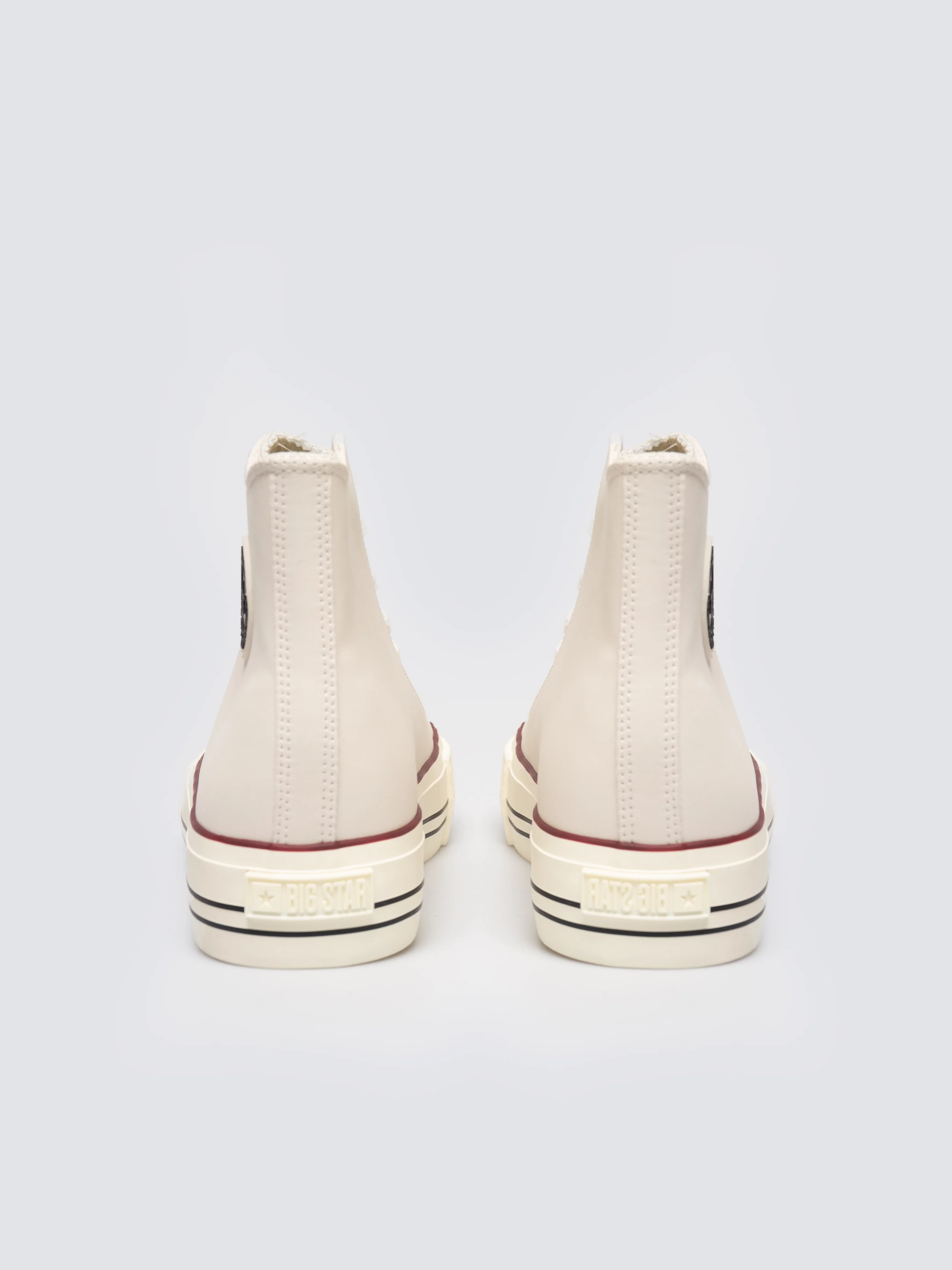 Trampki damskie wysokie ze skóry ekologicznej beżowe SS274293 801