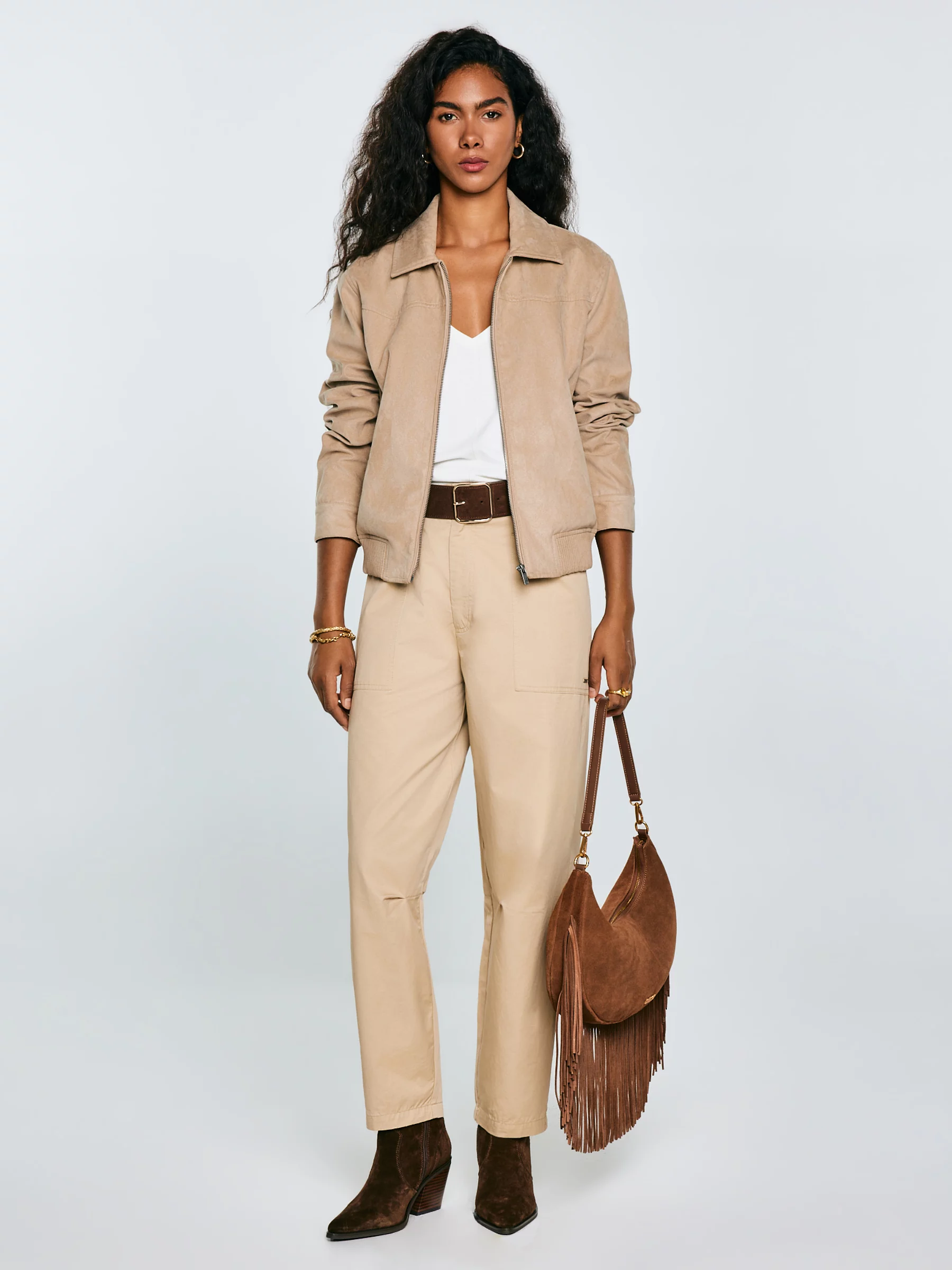 Spodnie damskie 7/8 z kieszeniami beżowe Nakia 801