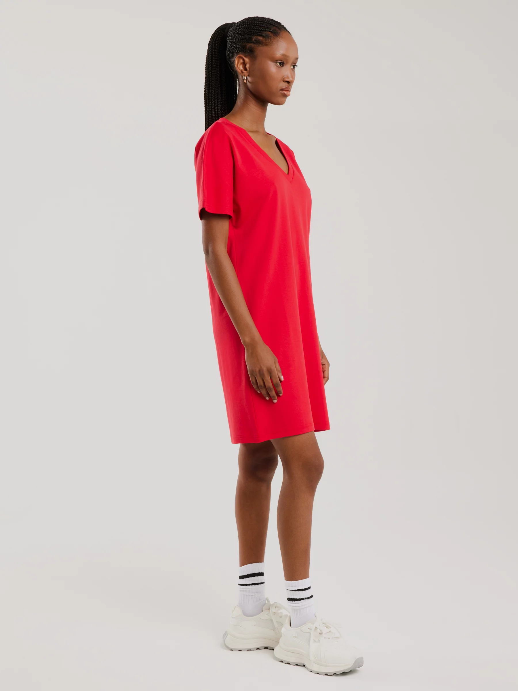 Sukienka damska bawełniana z krótkim rękawem czerwona Zorkaya 603