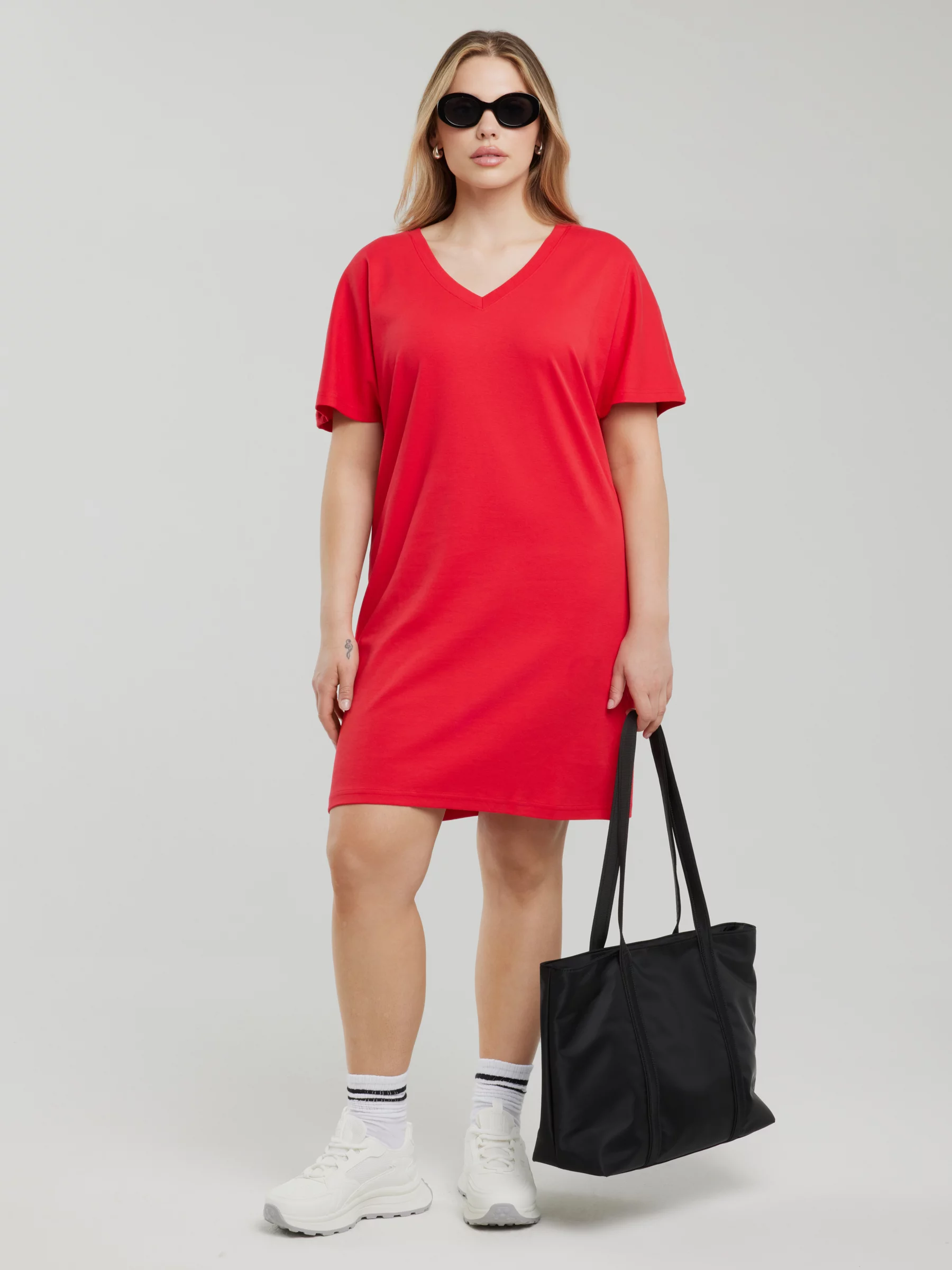 Sukienka damska bawełniana z krótkim rękawem czerwona Zorkaya 603