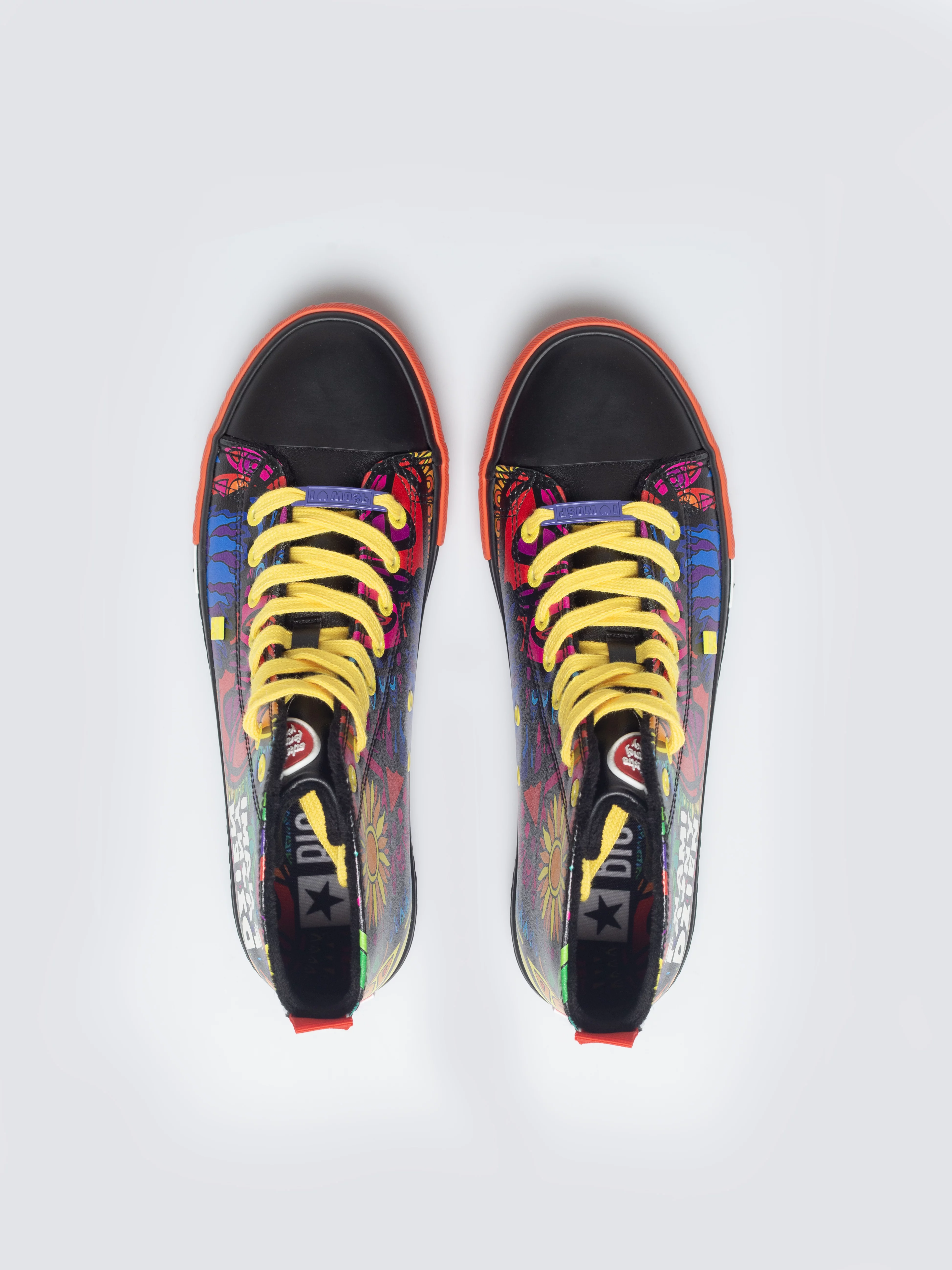 Trampki wysokie ze skóry ekologicznej z nadrukiem WOśP czarne TT174402 906