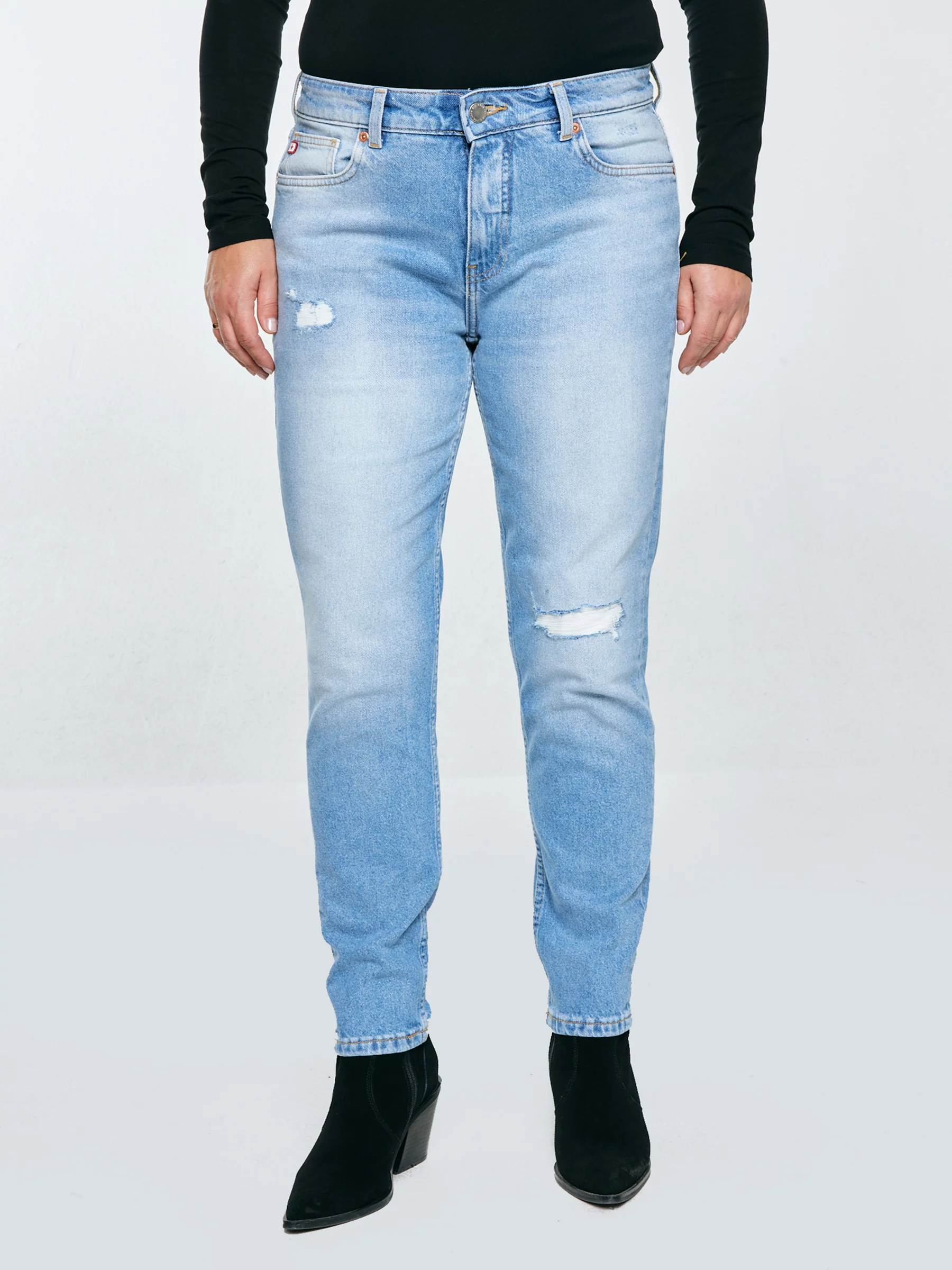 Jeansy damskie z podszytymi dziurami niebieskie Maggie 233