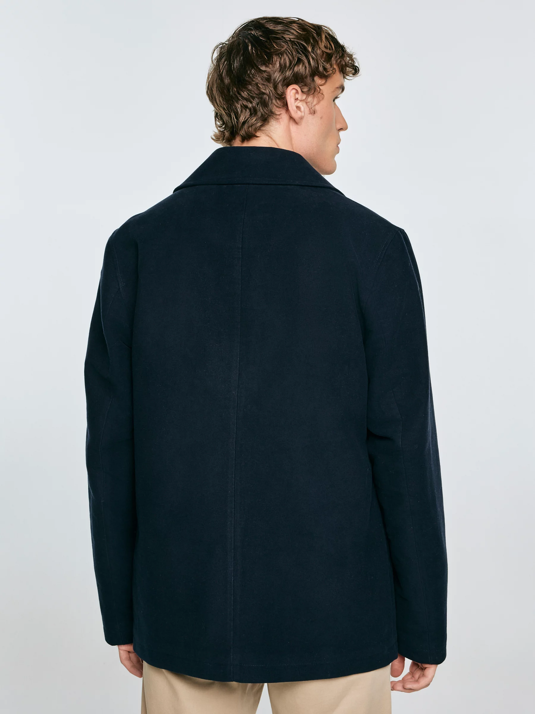 Płaszcz męski dwurzędowy typu bosmanka granatowy Komplit 404