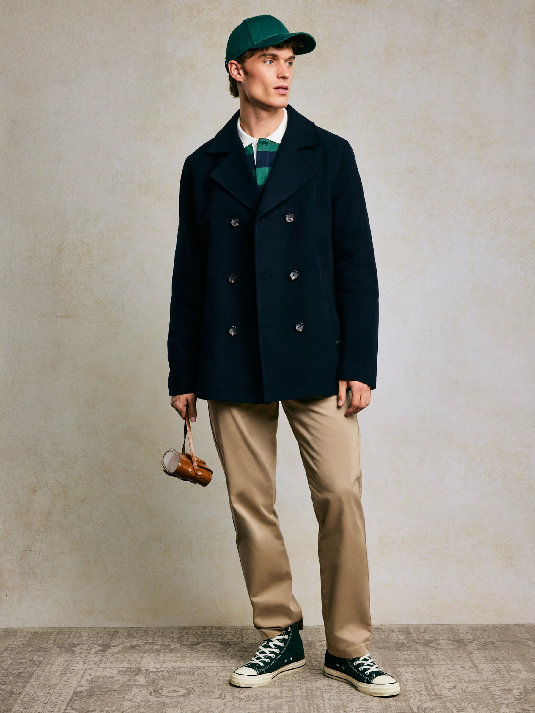 Płaszcz męski dwurzędowy typu bosmanka granatowy Komplit 404