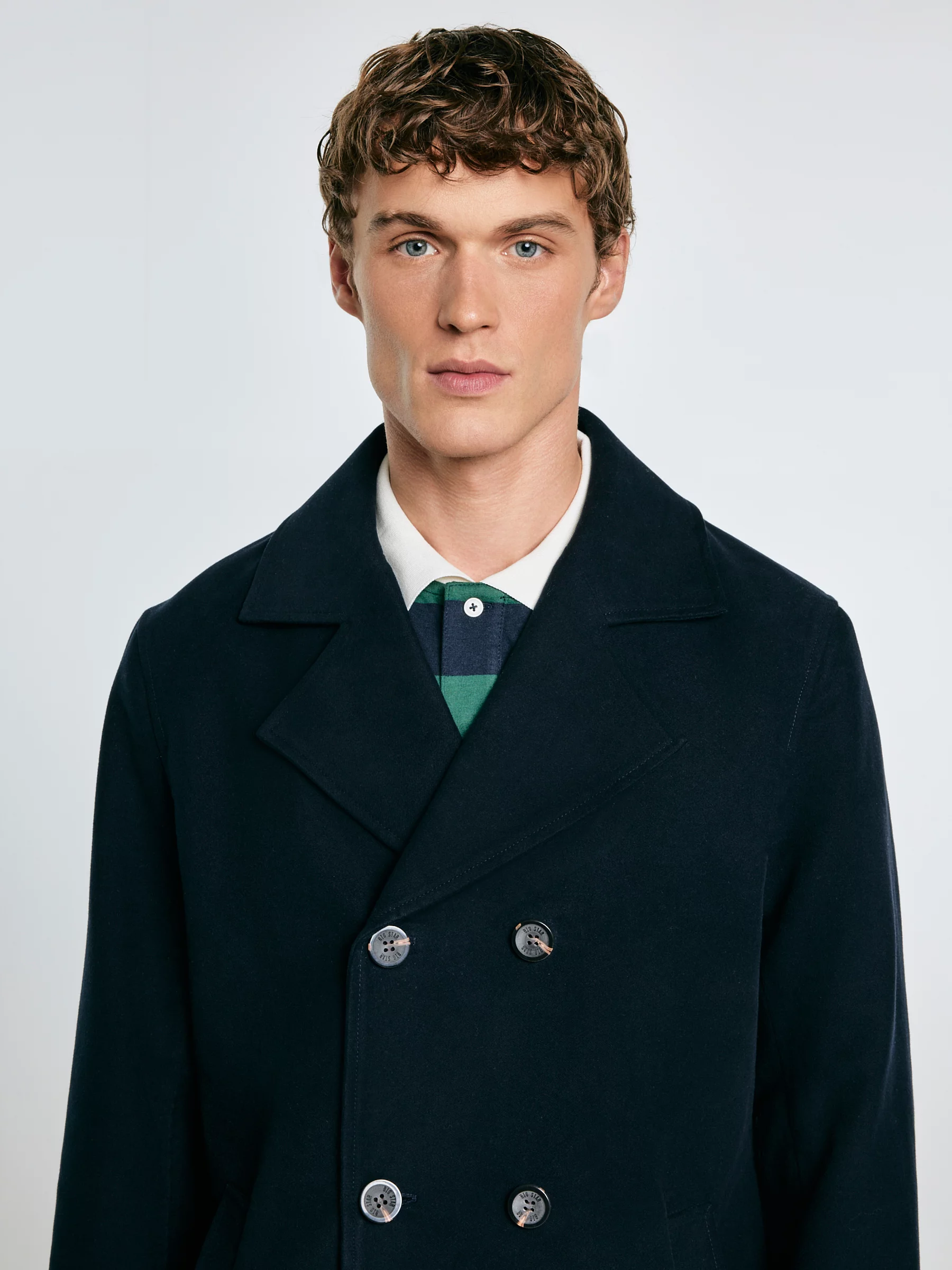 Płaszcz męski dwurzędowy typu bosmanka granatowy Komplit 404