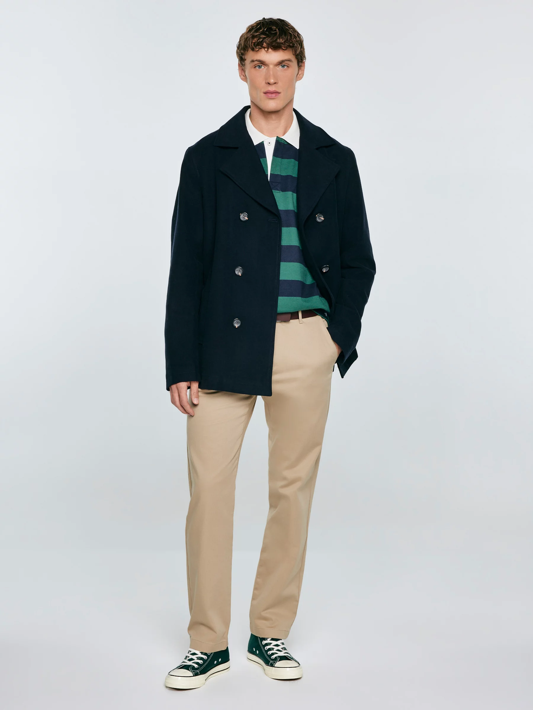 Płaszcz męski dwurzędowy typu bosmanka granatowy Komplit 404