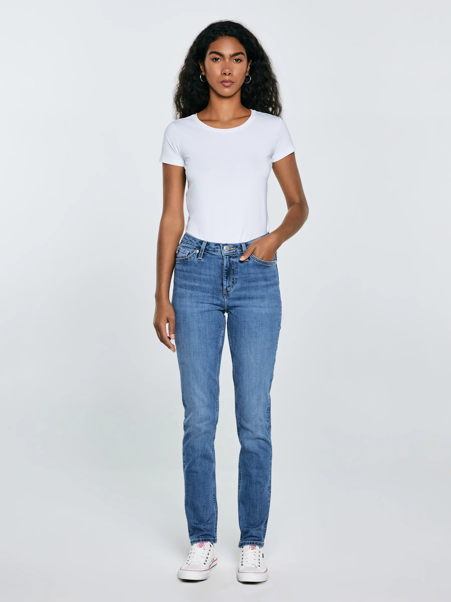 Jeansy damskie z wysokim stanem niebieskie Katrina High Waist 311