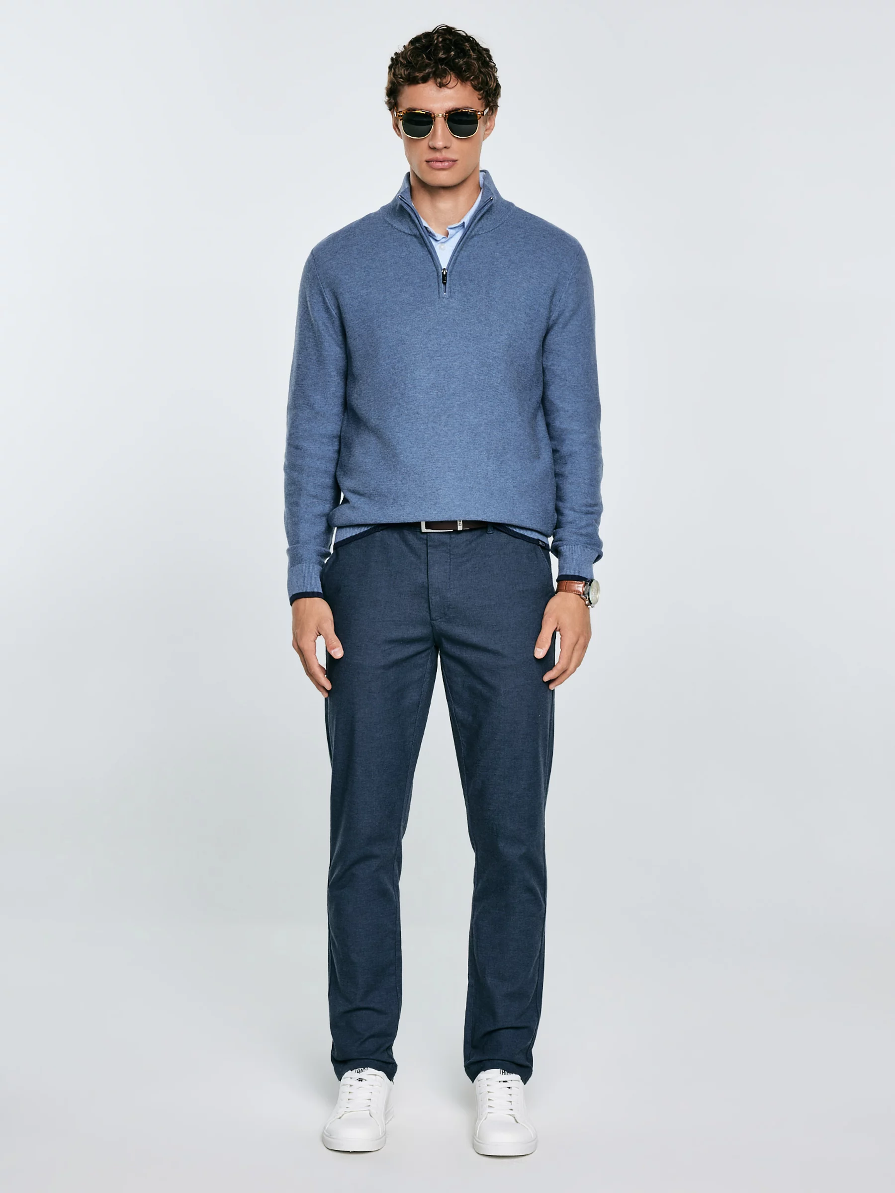 Sneakersy męskie ze skóry ekologicznej białe NN174282 101