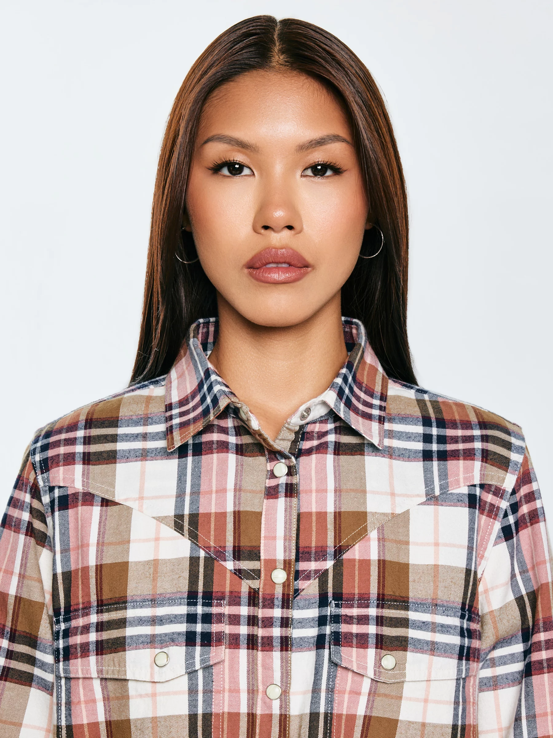 Koszula damska flanelowa w kratę z kolekcji Authentic różowa Nonu 000