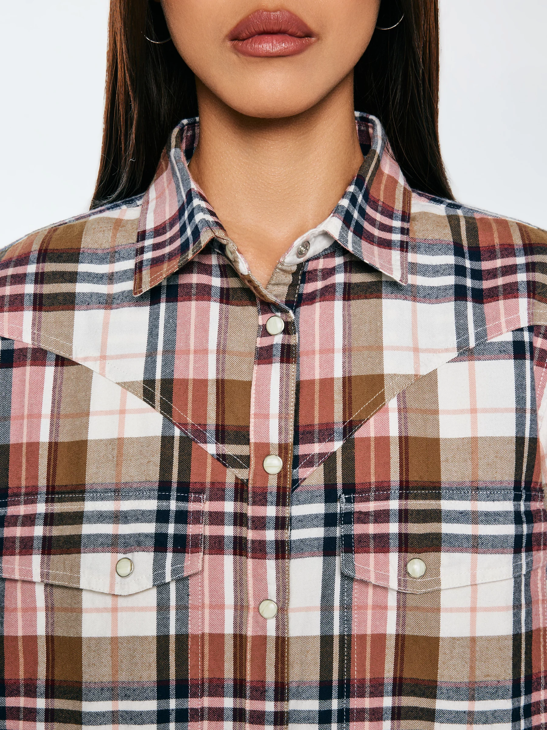 Koszula damska flanelowa w kratę z kolekcji Authentic różowa Nonu 000