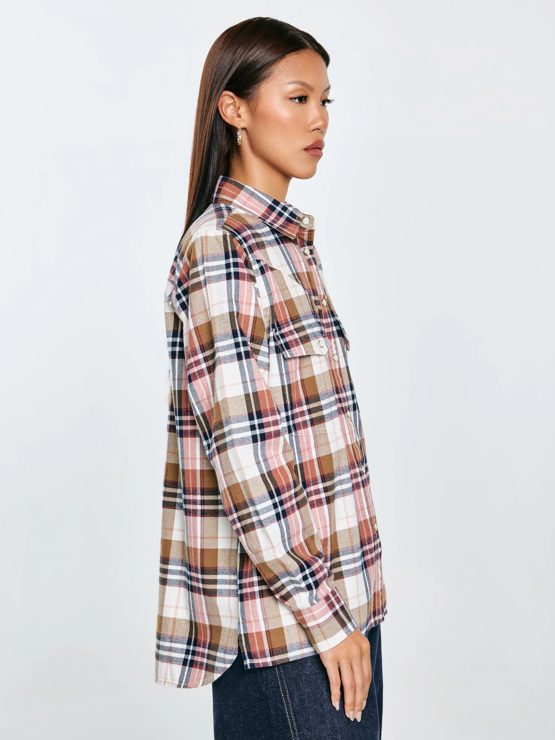 Koszula damska flanelowa w kratę z kolekcji Authentic różowa Nonu 000