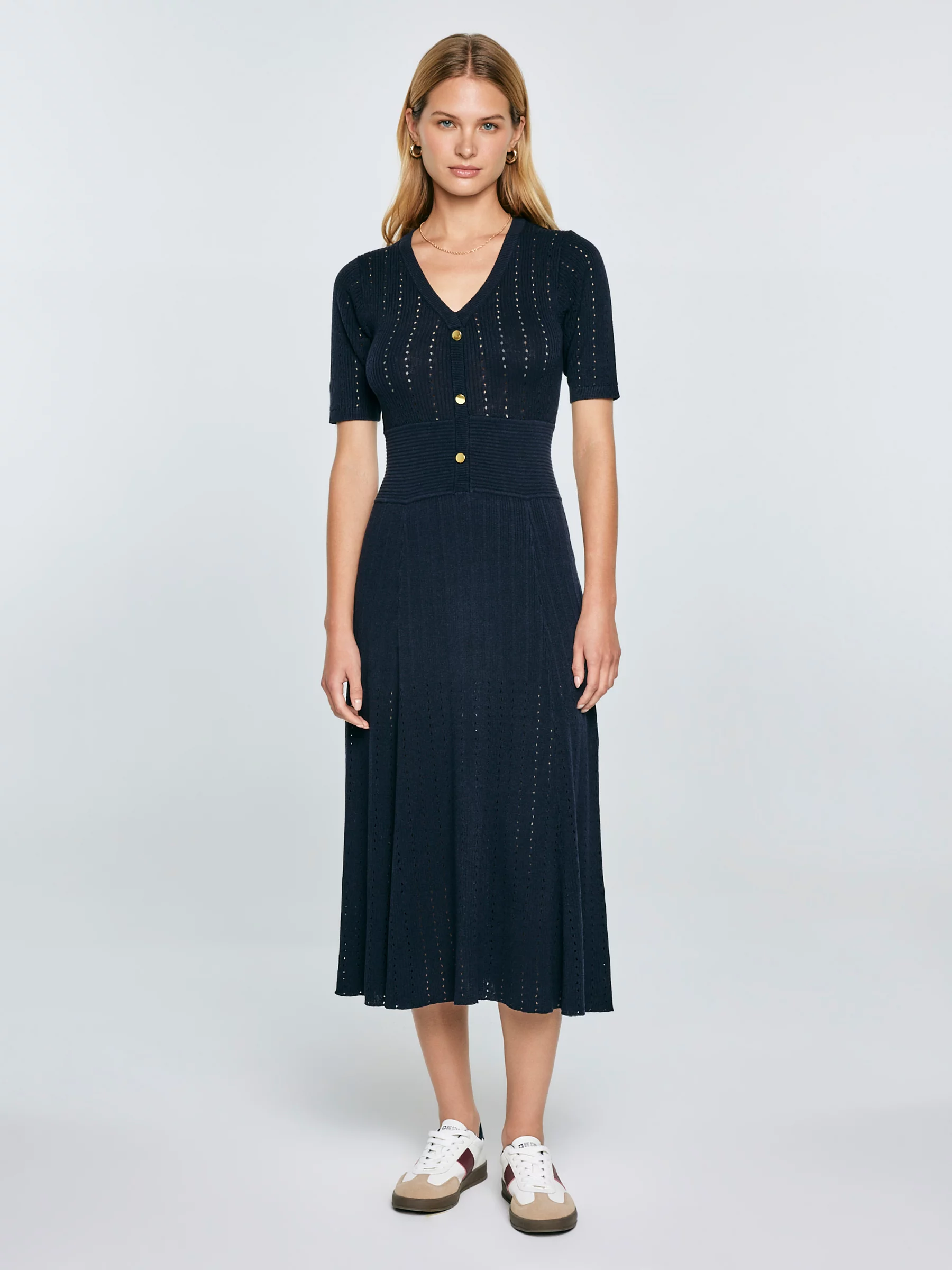 Sukienka damska midi sweterkowa granatowa Adalina 403