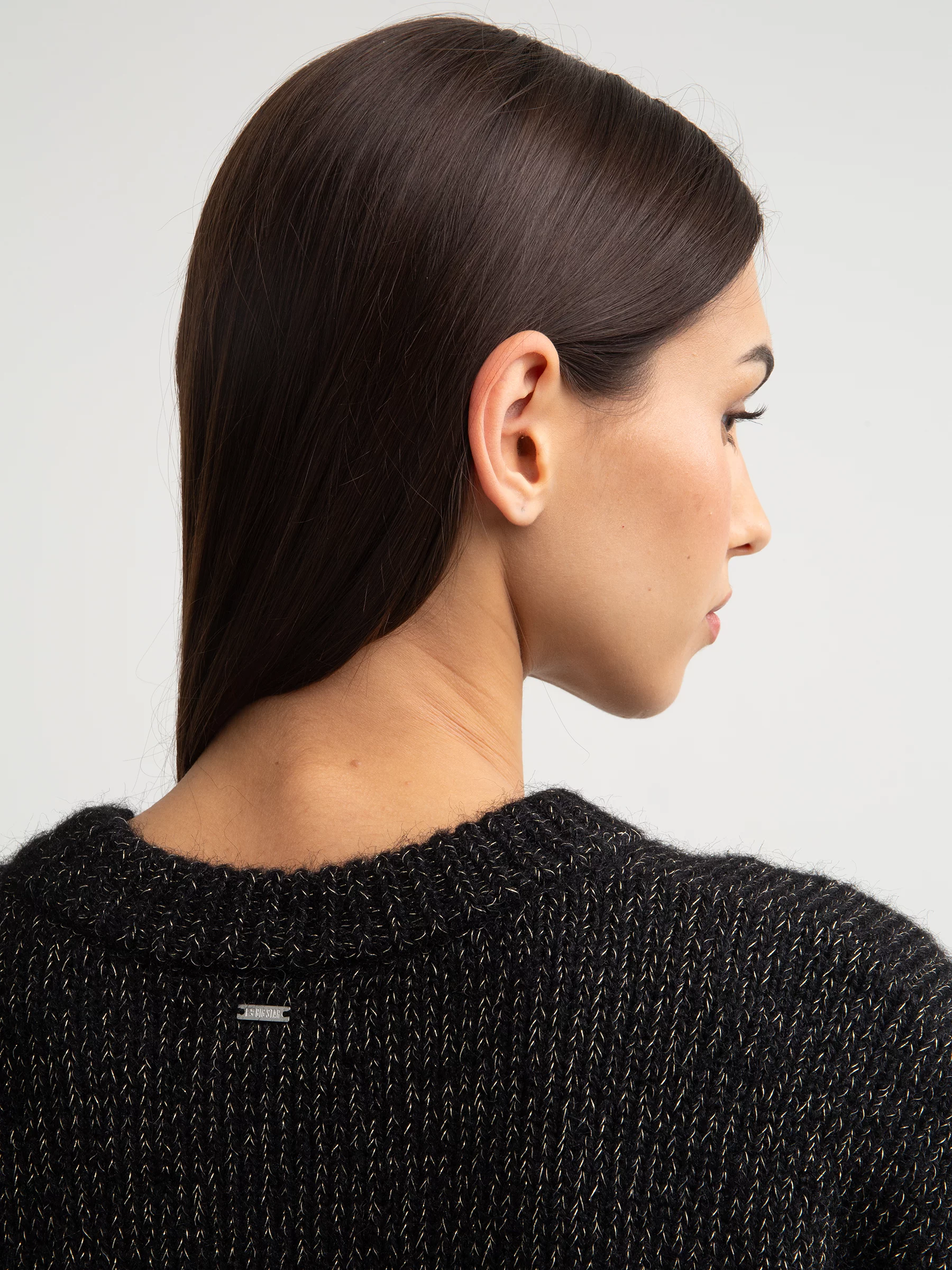 Sweter damski oversize z dodatkiem wełny czarny Mayamessa 906